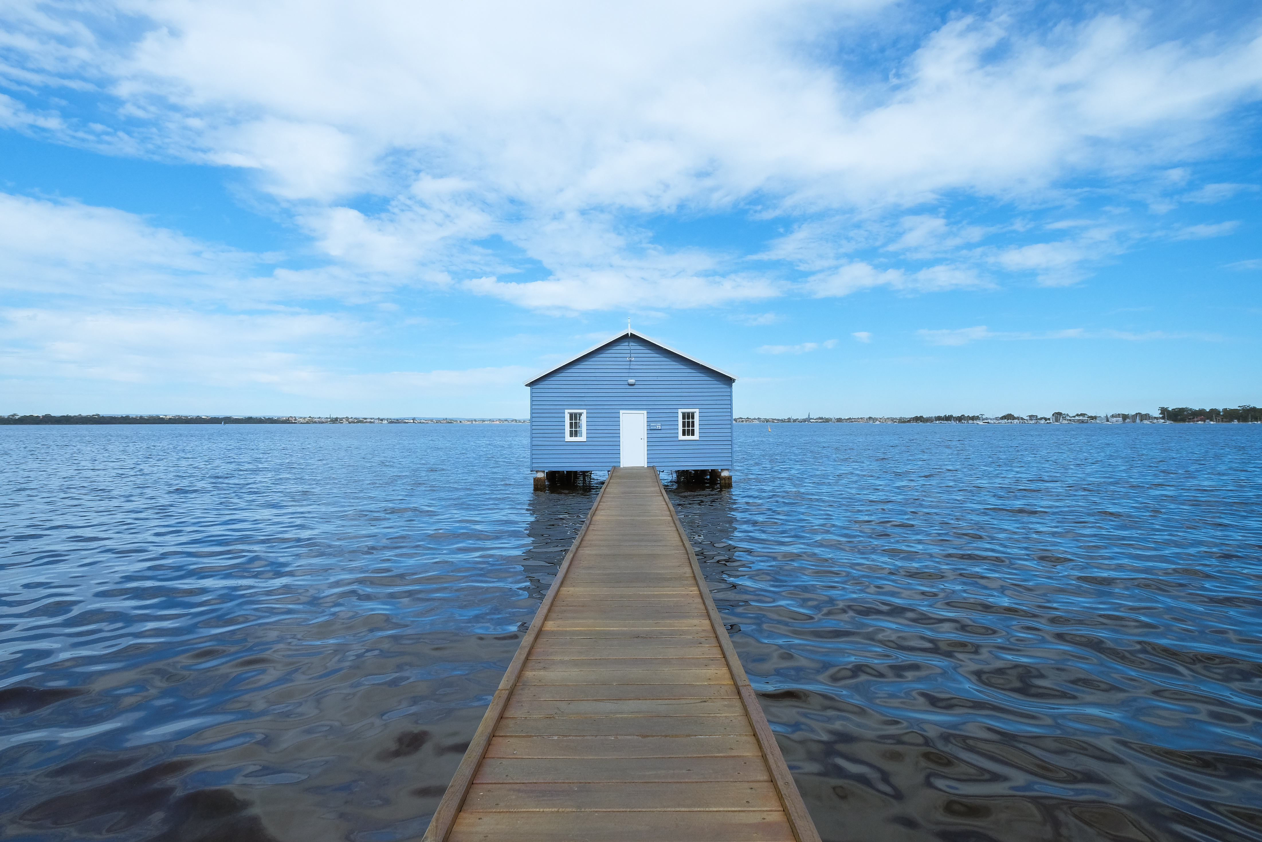 Download mobile wallpaper Pier, Bridge, House, Water, Nature for free.