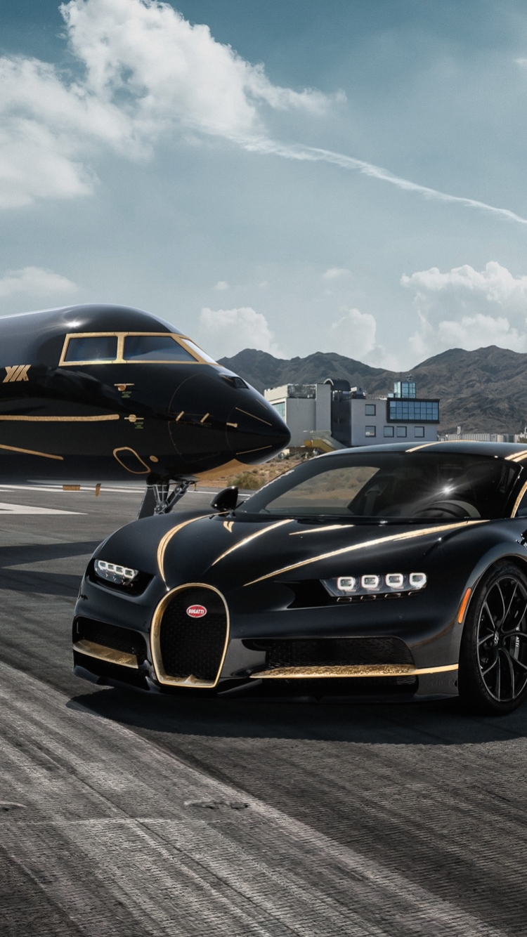 Download mobile wallpaper Bugatti, Car, Supercar, Vehicle, Bugatti Chiron, Vehicles, Black Car for free.