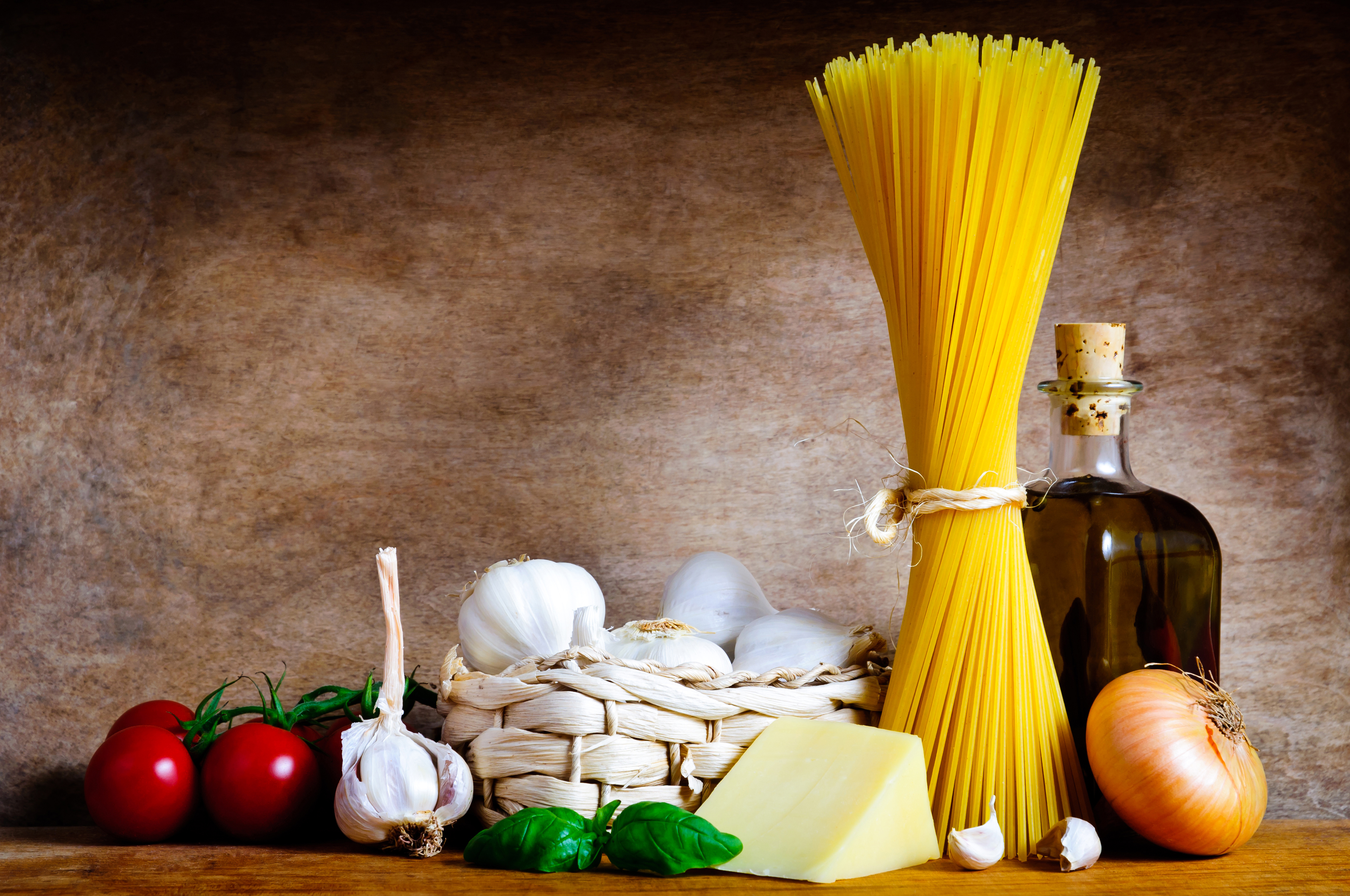 food, still life, cheese, oil, pasta, tomato