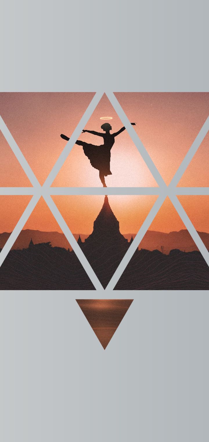 Download mobile wallpaper Sunset, Vector, Artistic, Polygon, Ballet, Polyscape for free.