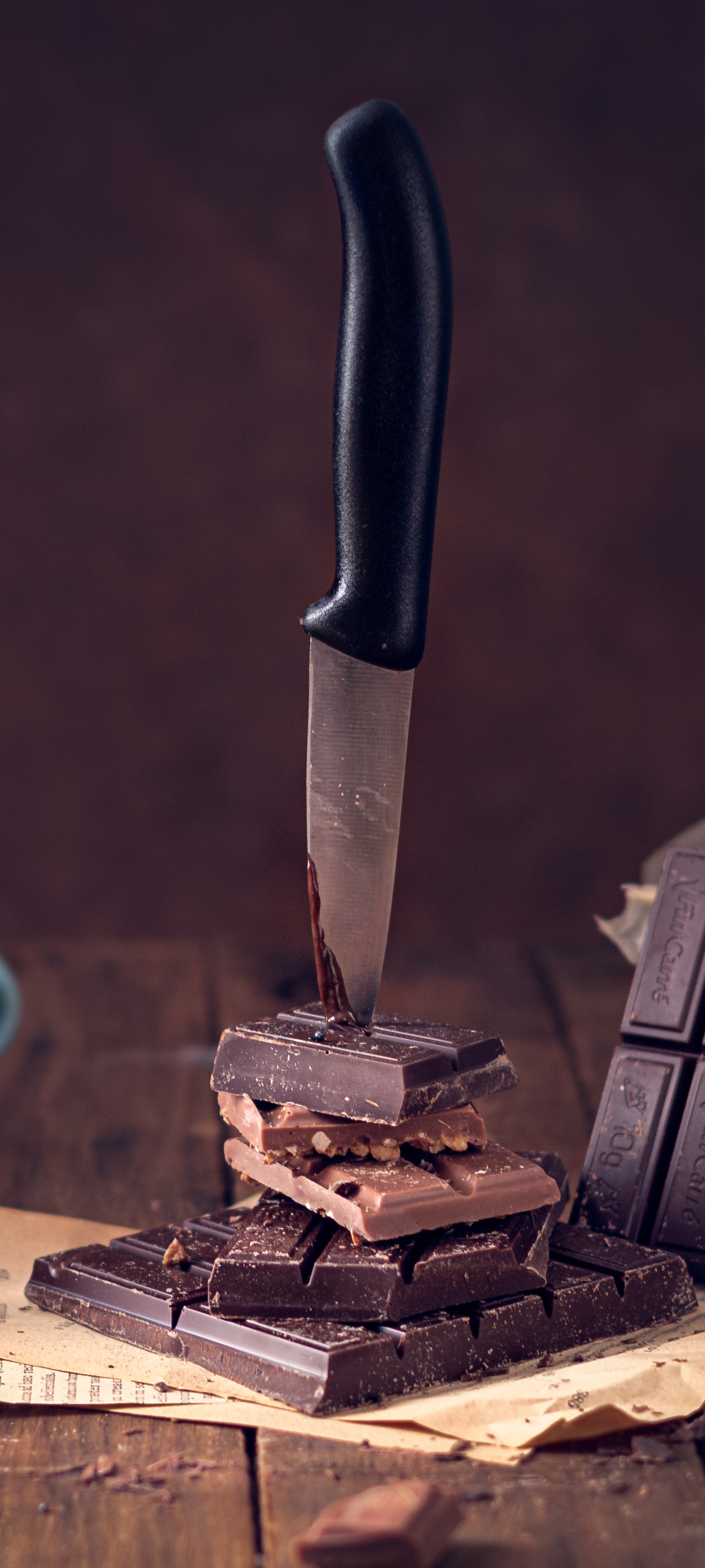 Descarga gratuita de fondo de pantalla para móvil de Chocolate, Cuchillo, Alimento.