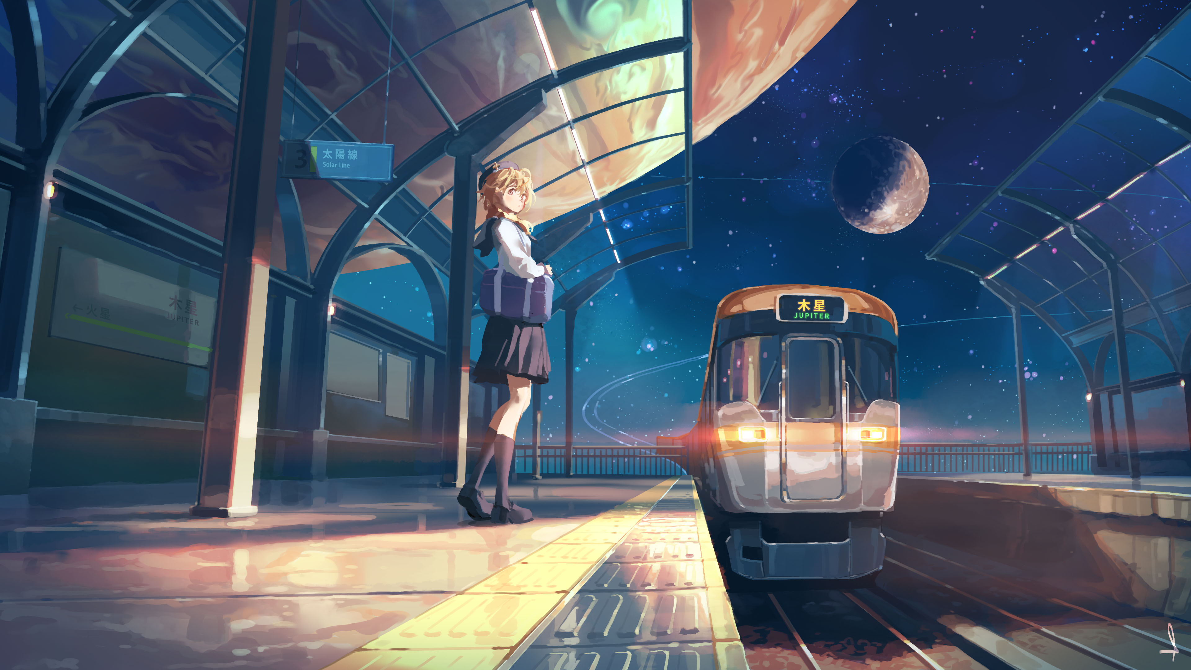 1008410 скачать обои аниме, железнодорожный вокзал - заставки и картинки бесплатно