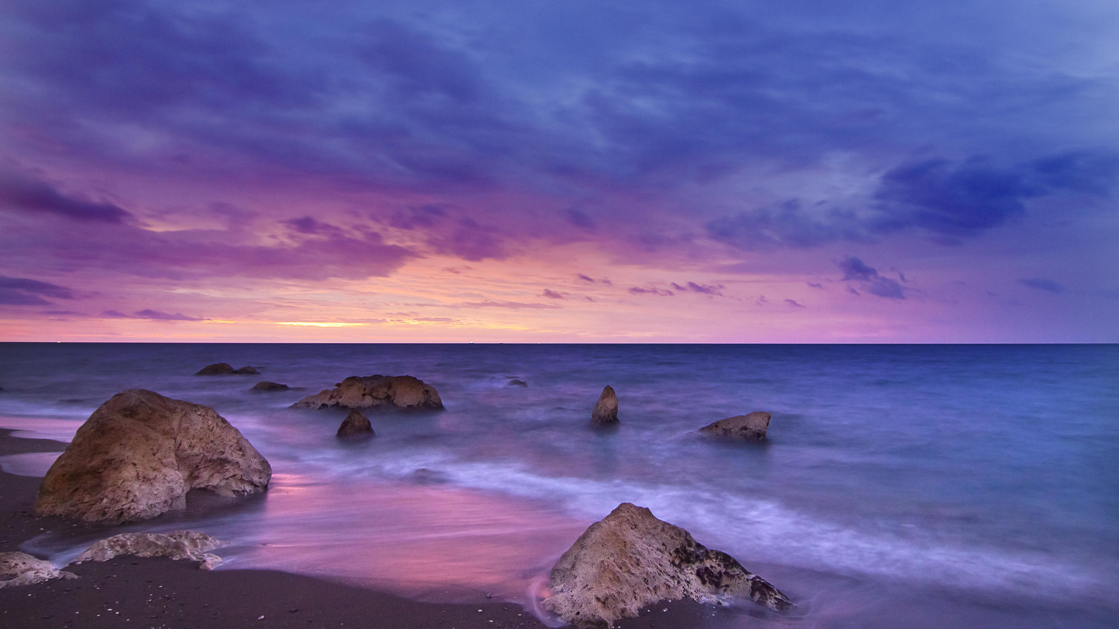 Laden Sie das Horizont, Ozean, Lila, Meer, Himmel, Sonnenuntergang, Erde/natur-Bild kostenlos auf Ihren PC-Desktop herunter