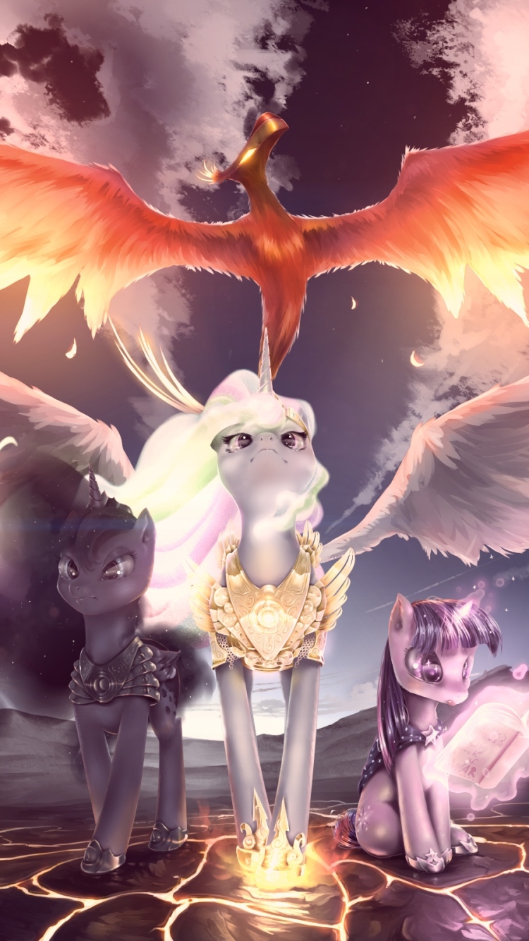 Download mobile wallpaper Magic, Twilight, Phoenix, My Little Pony, Twilight Sparkle, Tv Show, My Little Pony: Friendship Is Magic, Princess Celestia, Princess Luna for free.