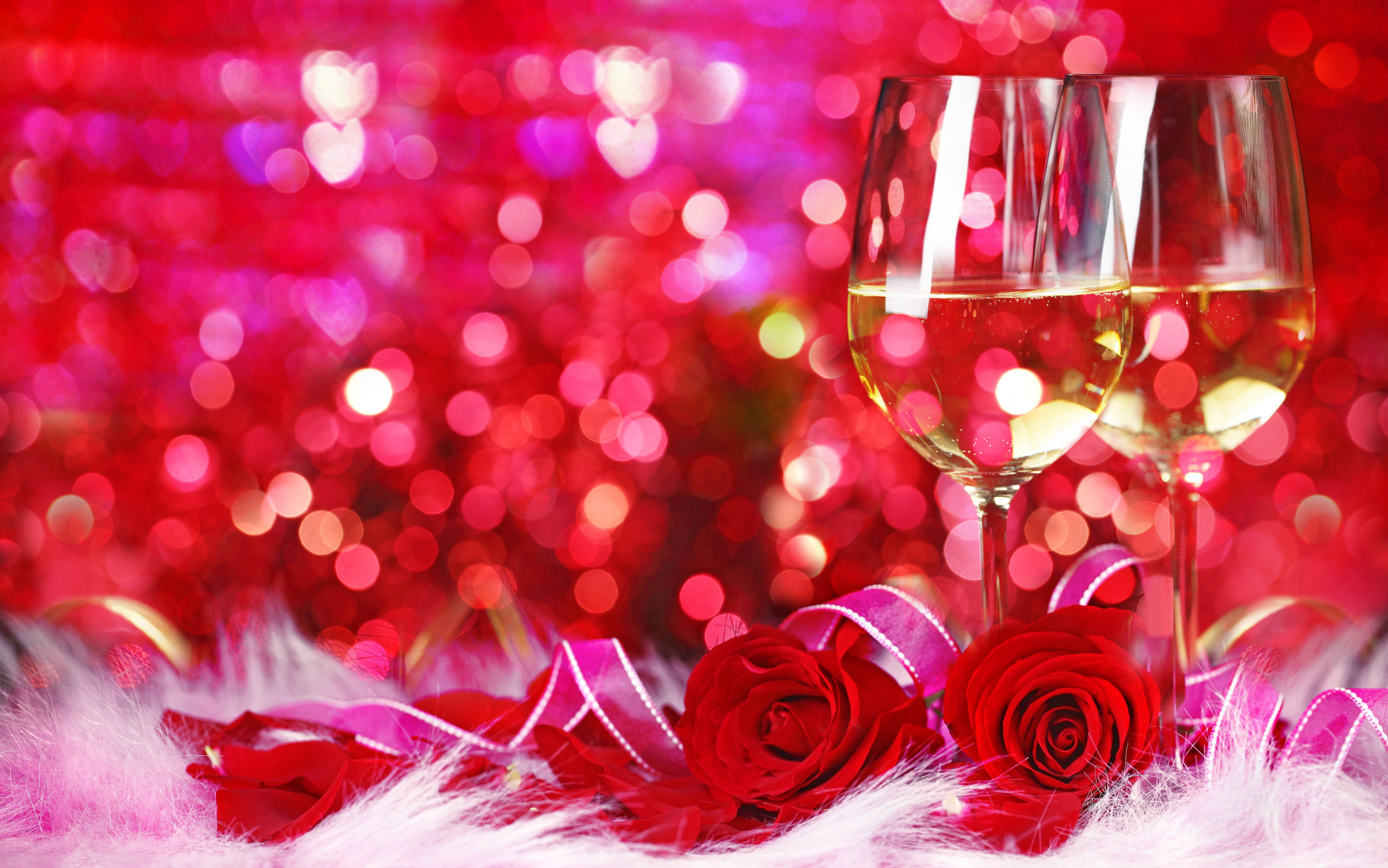 Téléchargez gratuitement l'image Rose, Saint Valentin, Vacances, Verre, Bokeh sur le bureau de votre PC