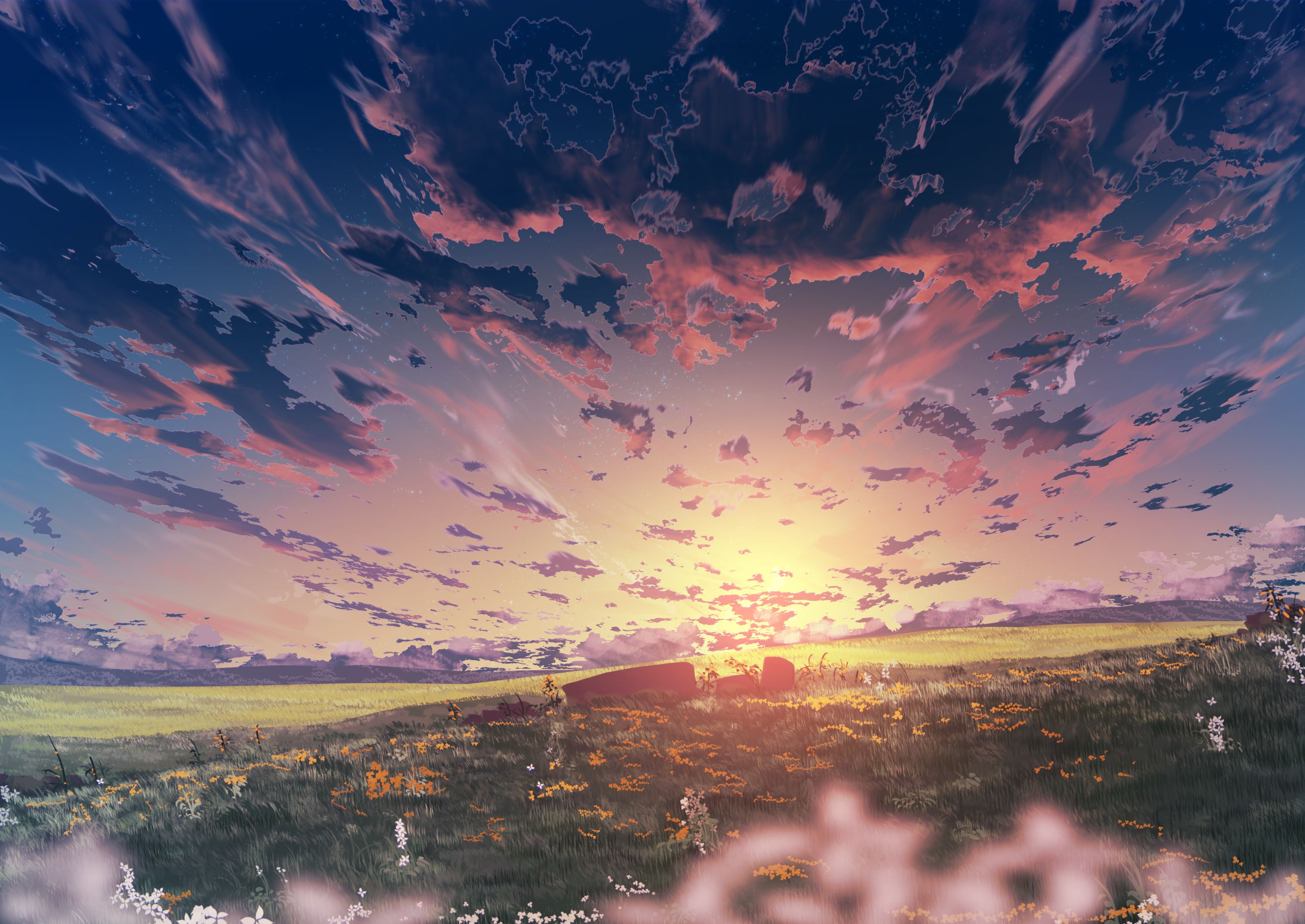 Download mobile wallpaper Landscape, Sunset, Sky, Artistic, Cloud for free.