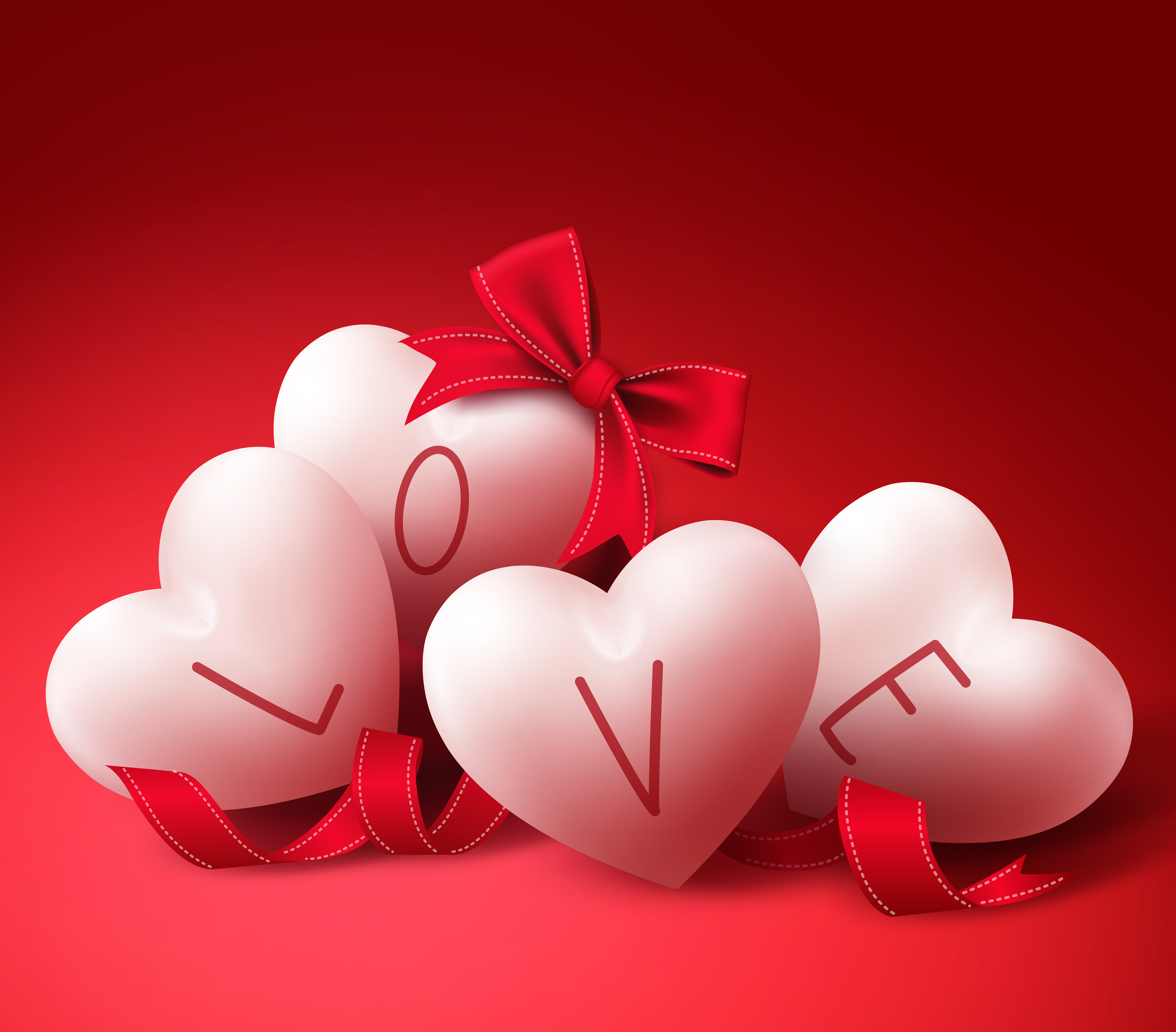 PCデスクトップにリボン, 愛する, バレンタイン・デー, 心臓, ホリデー画像を無料でダウンロード
