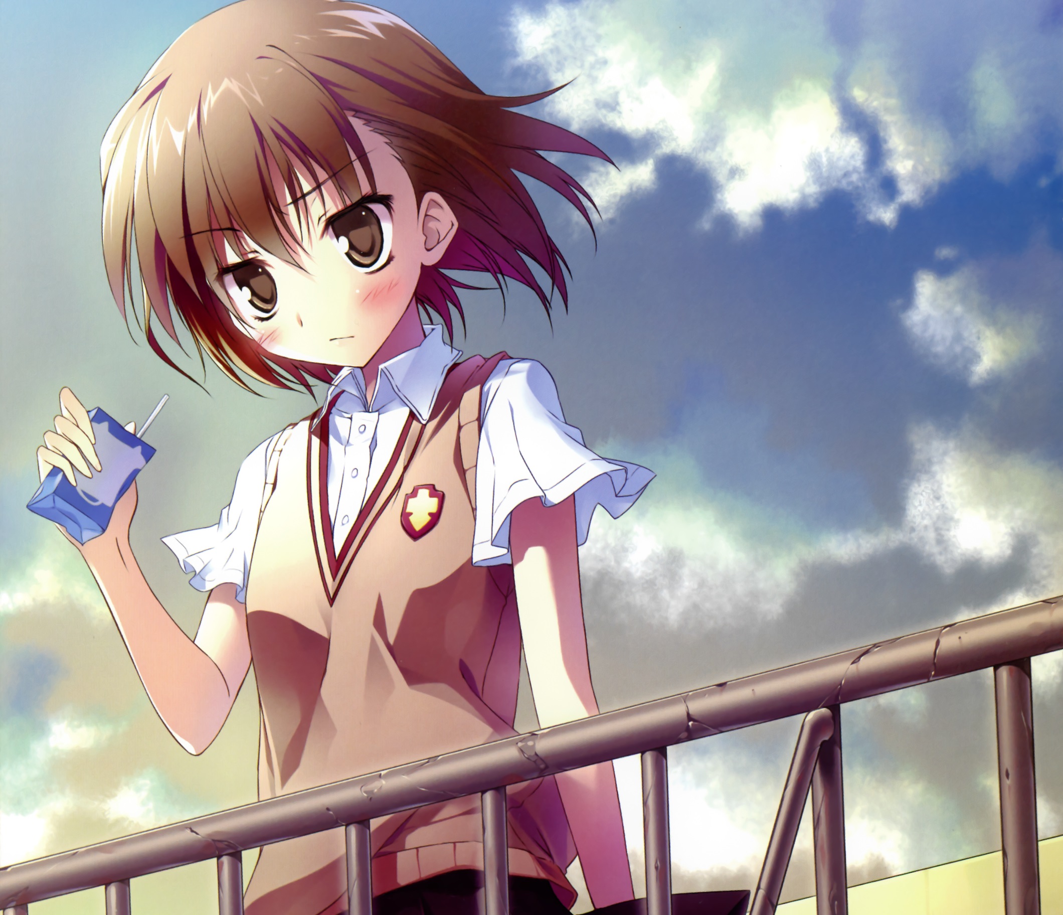 Free download wallpaper Anime, School Uniform, Brown Eyes, Brown Hair, Short Hair, Mikoto Misaka, A Certain Scientific Railgun, A Certain Magical Index on your PC desktop