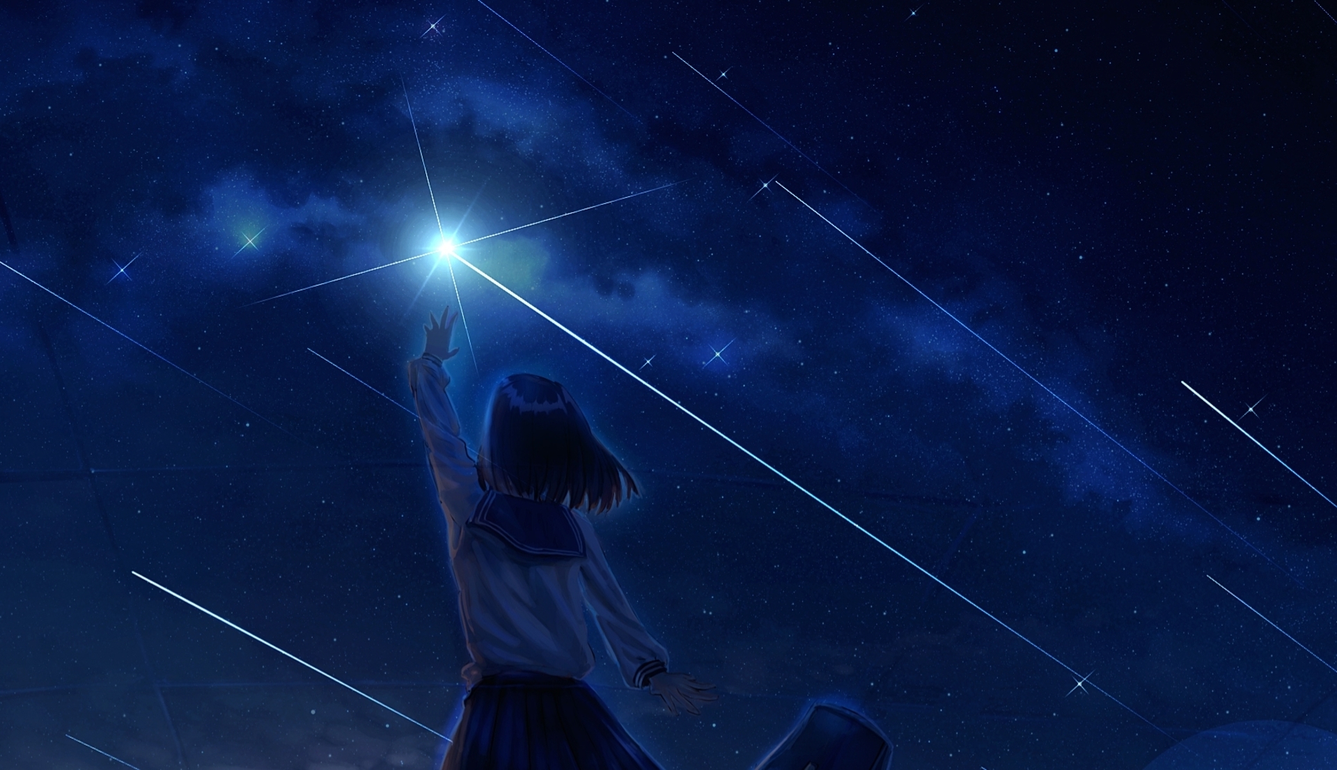 Baixe gratuitamente a imagem Anime, Céu Estrelado, Original, Estrela Cadente na área de trabalho do seu PC