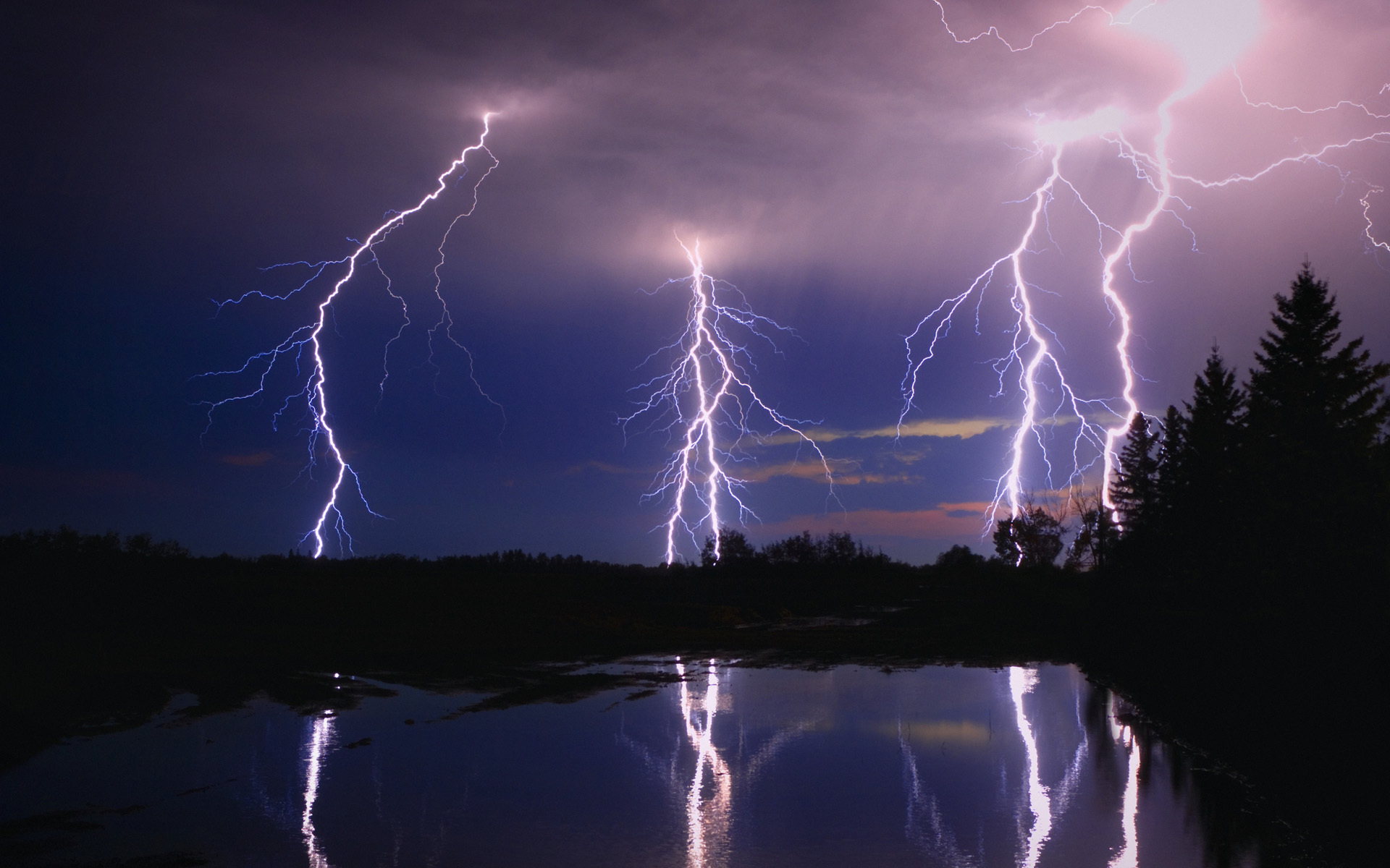 lightning, landscape, nature HD wallpaper