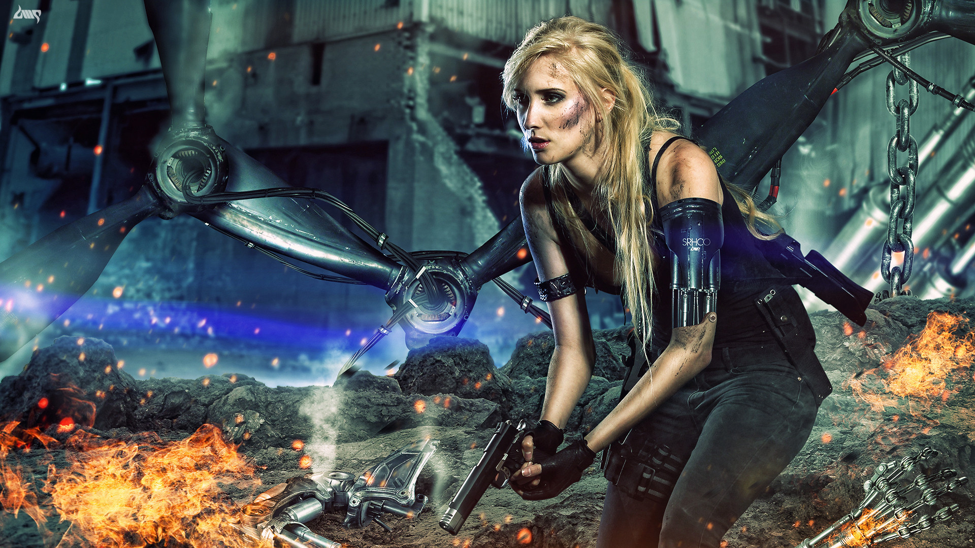 Download mobile wallpaper Sci Fi, Cyborg, Women Warrior, Girls & Guns for free.