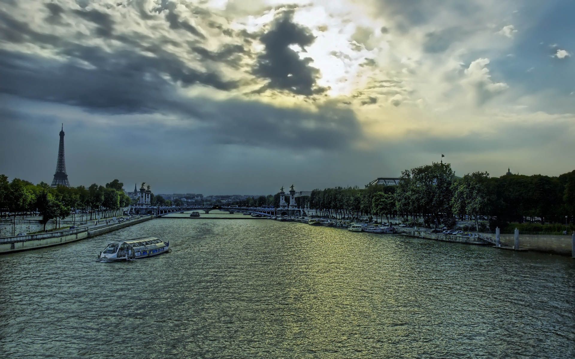 PCデスクトップに都市, 川, イブニング, 夕方, フランス, パリ, エッフェル塔画像を無料でダウンロード
