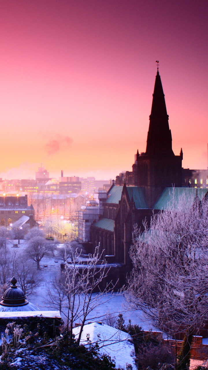 Download mobile wallpaper Winter, City, Panorama, Town, Man Made, Towns for free.