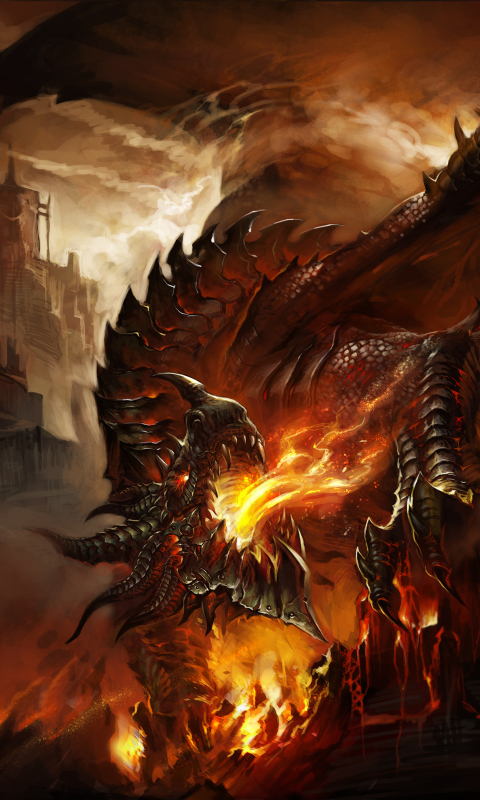 Download mobile wallpaper Fantasy, Fire, Warcraft, Dragon, Video Game, World Of Warcraft, Deathwing (World Of Warcraft) for free.