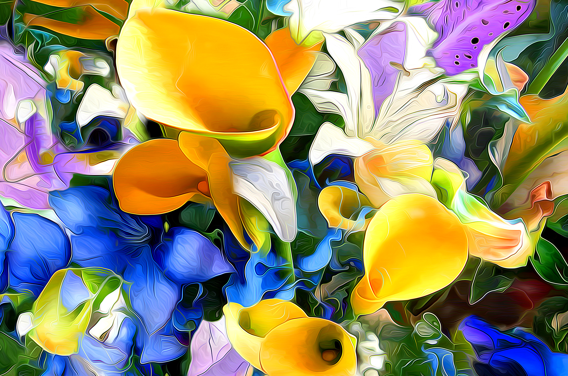 Téléchargez gratuitement l'image Fleurs, Fleur, Peinture, Couleurs, Calla, Artistique, La Nature sur le bureau de votre PC
