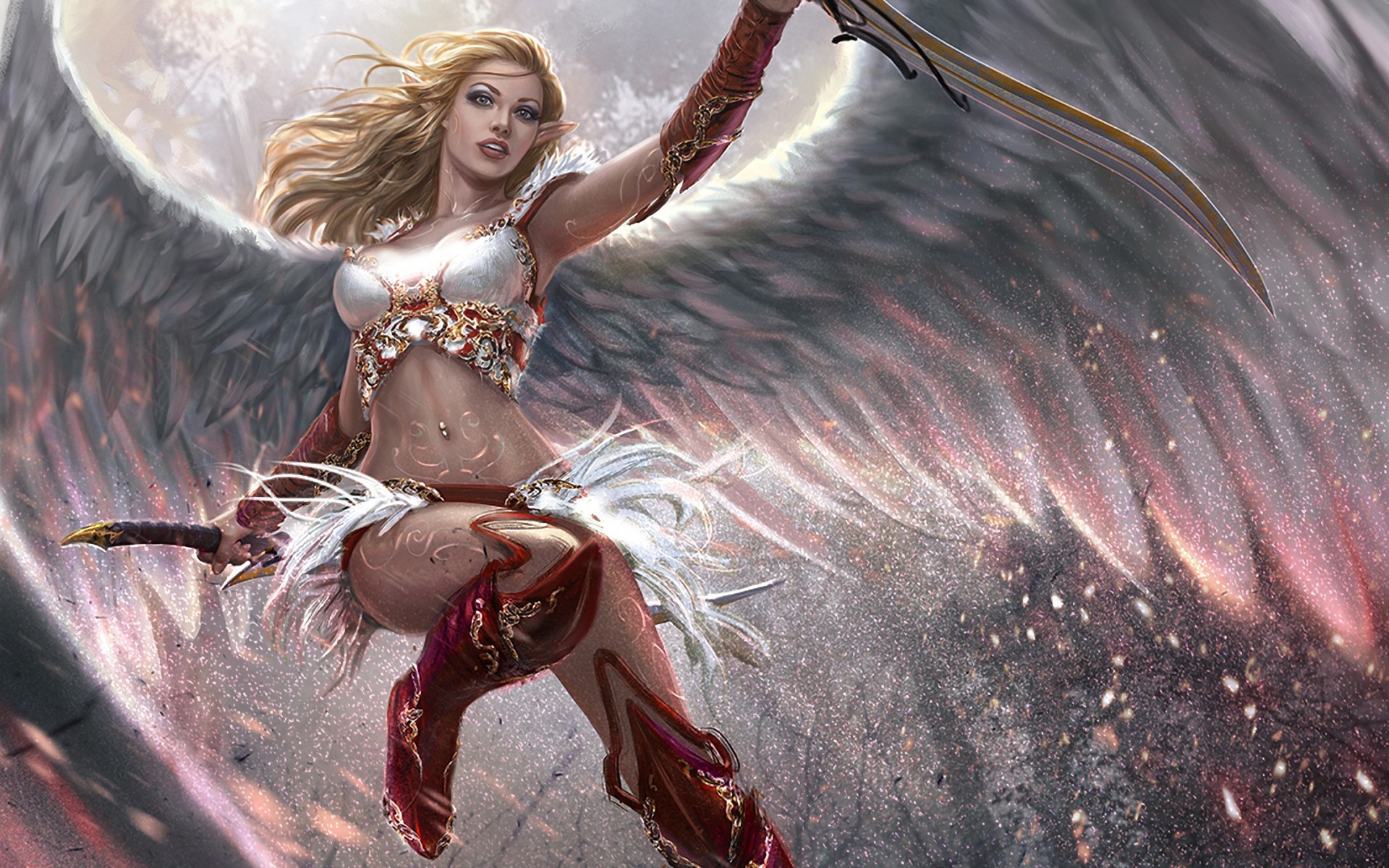 Download mobile wallpaper Fantasy, Angel, Blonde, Angel Warrior for free.