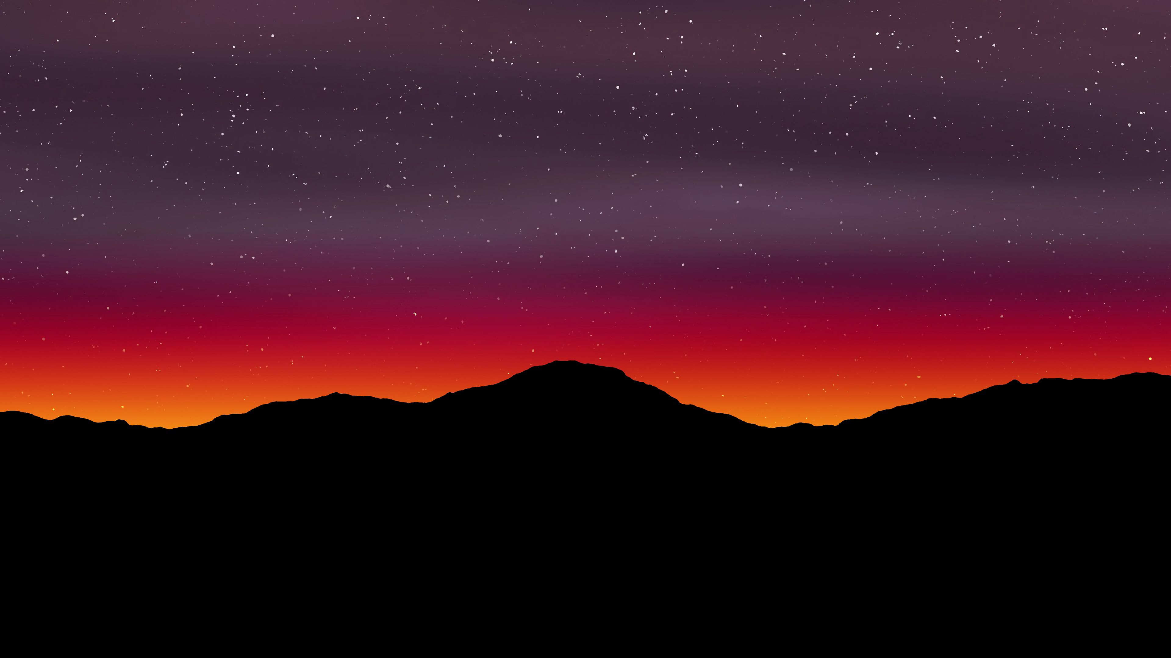 Download mobile wallpaper Mountains, Starry Sky, Dark, Vector, Art for free.