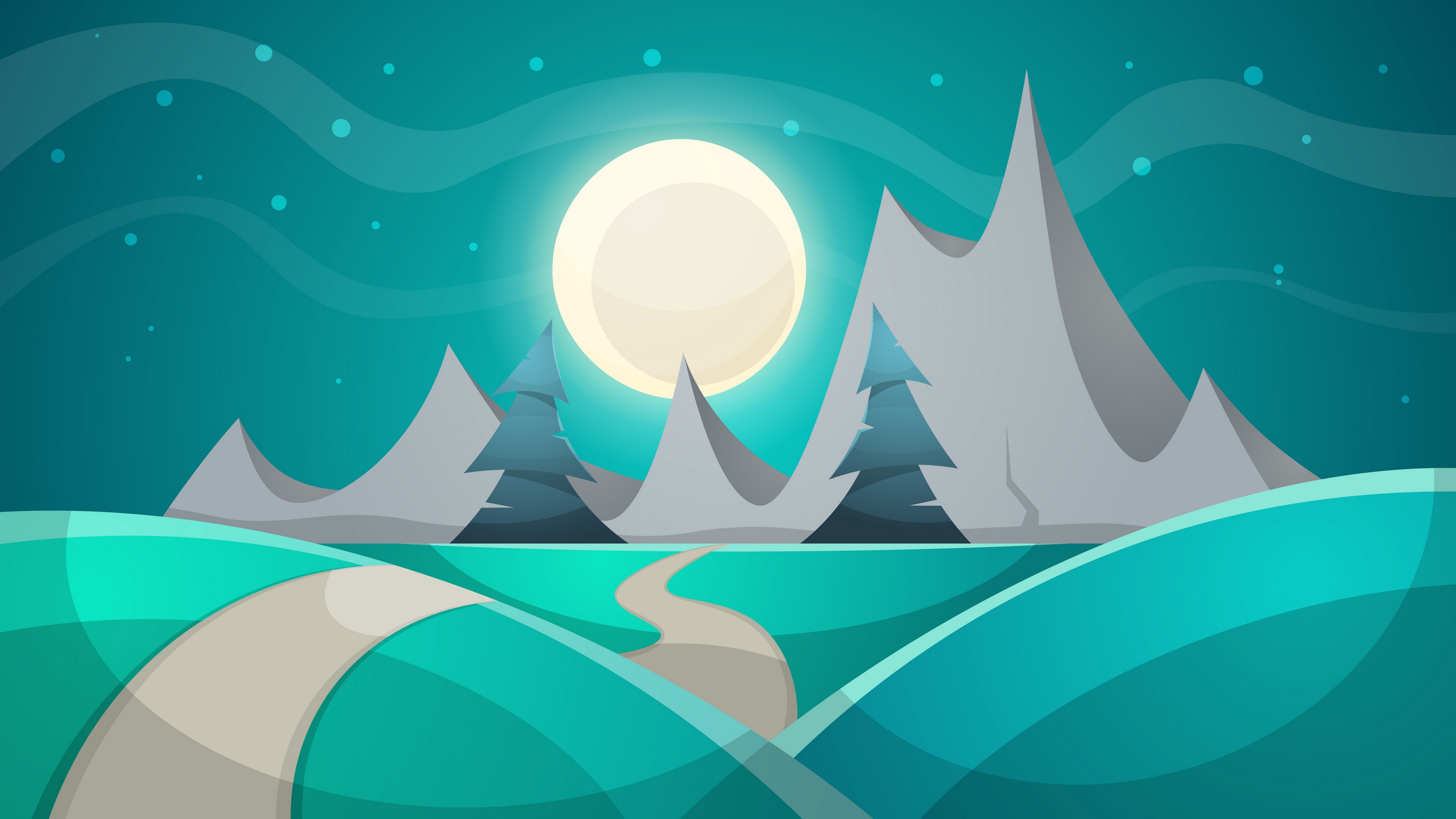 Download mobile wallpaper Night, Moon, Mountain, Artistic for free.