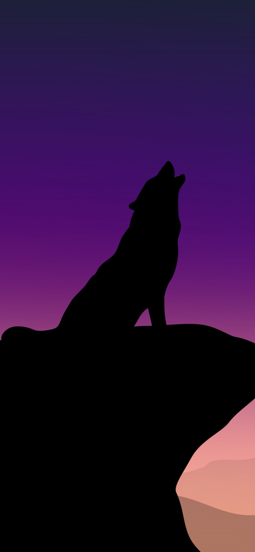 無料モバイル壁紙動物, オオカミ, シルエット, 狼, 夜, 空をダウンロードします。