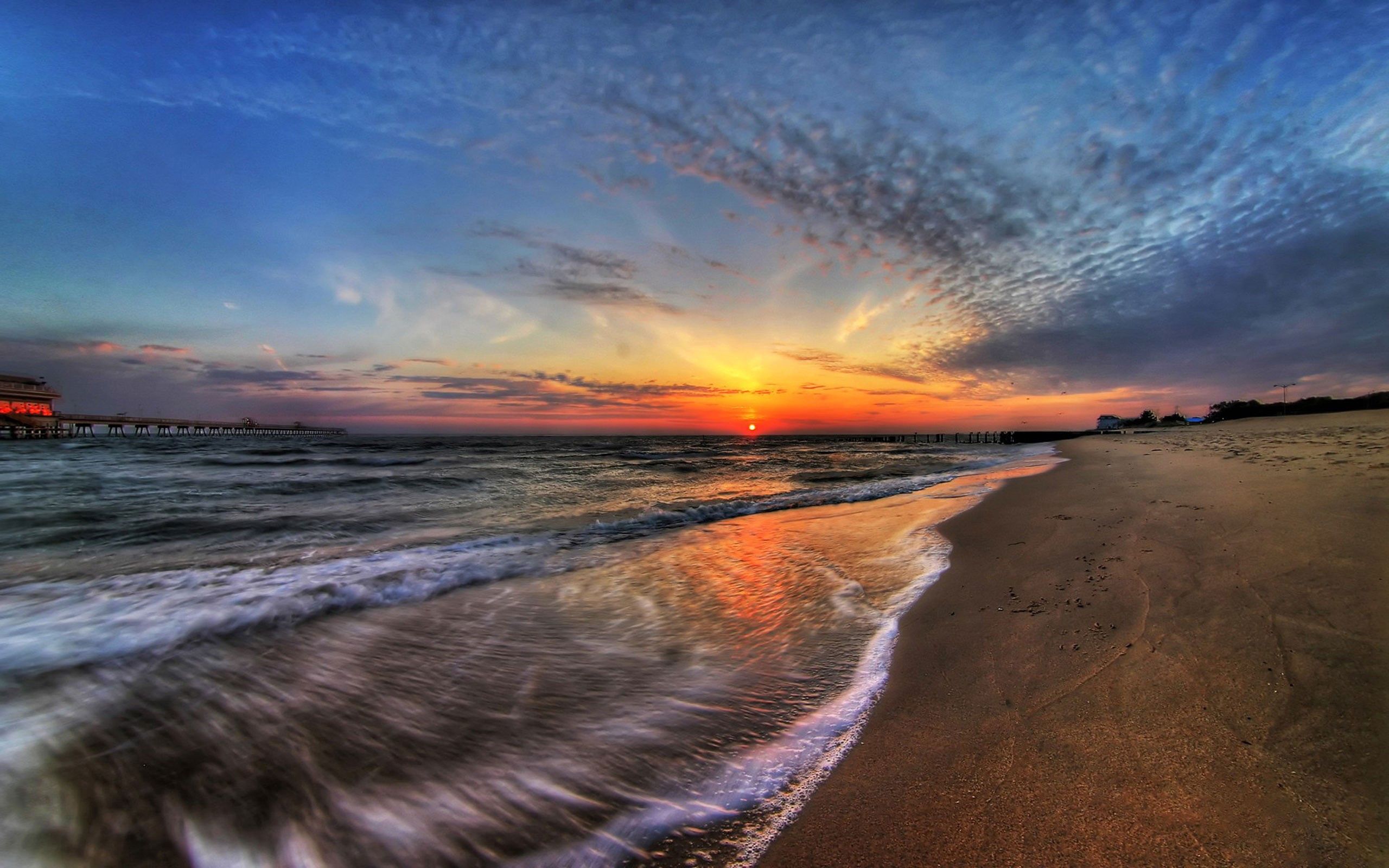 nature, surf, sea, sunset, sky HD wallpaper