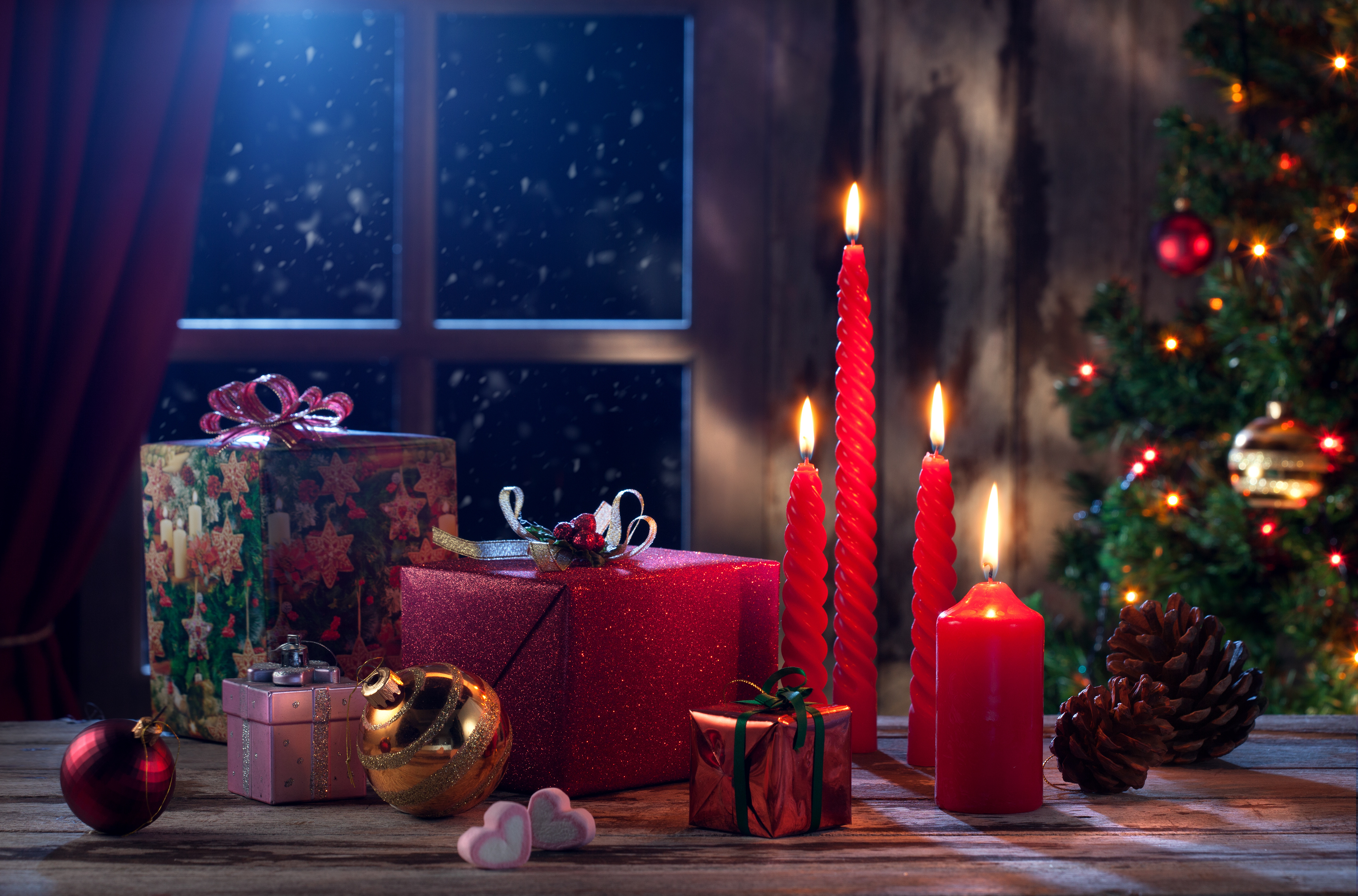 Free download wallpaper Christmas, Holiday, Window, Candle, Christmas Ornaments on your PC desktop