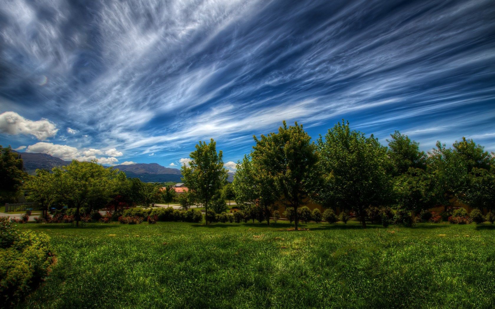 Download mobile wallpaper Clouds, Trees, Sky, Nature, Summer, Garden for free.