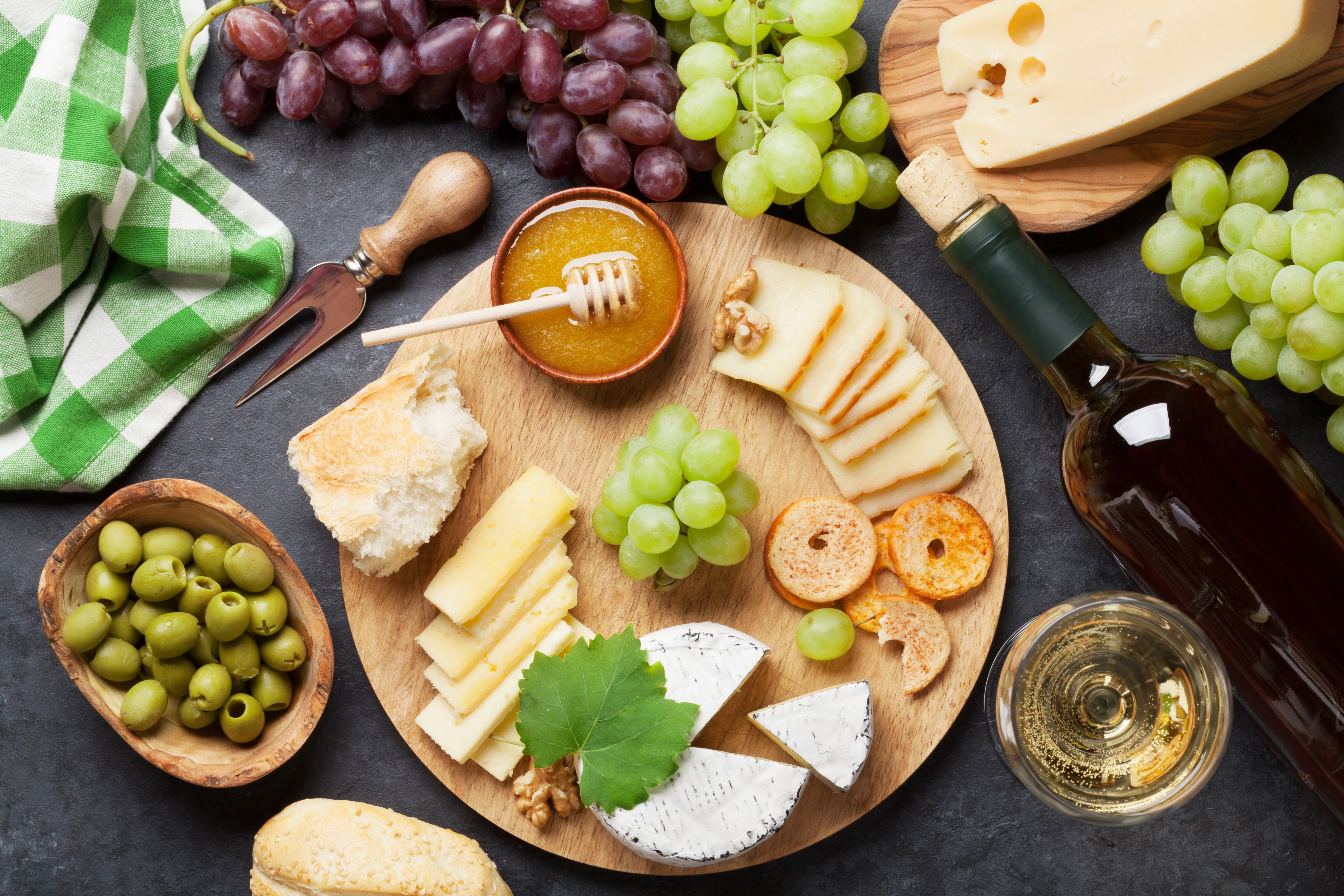 Free download wallpaper Food, Cheese, Grapes, Still Life, Fruit, Honey, Olive on your PC desktop