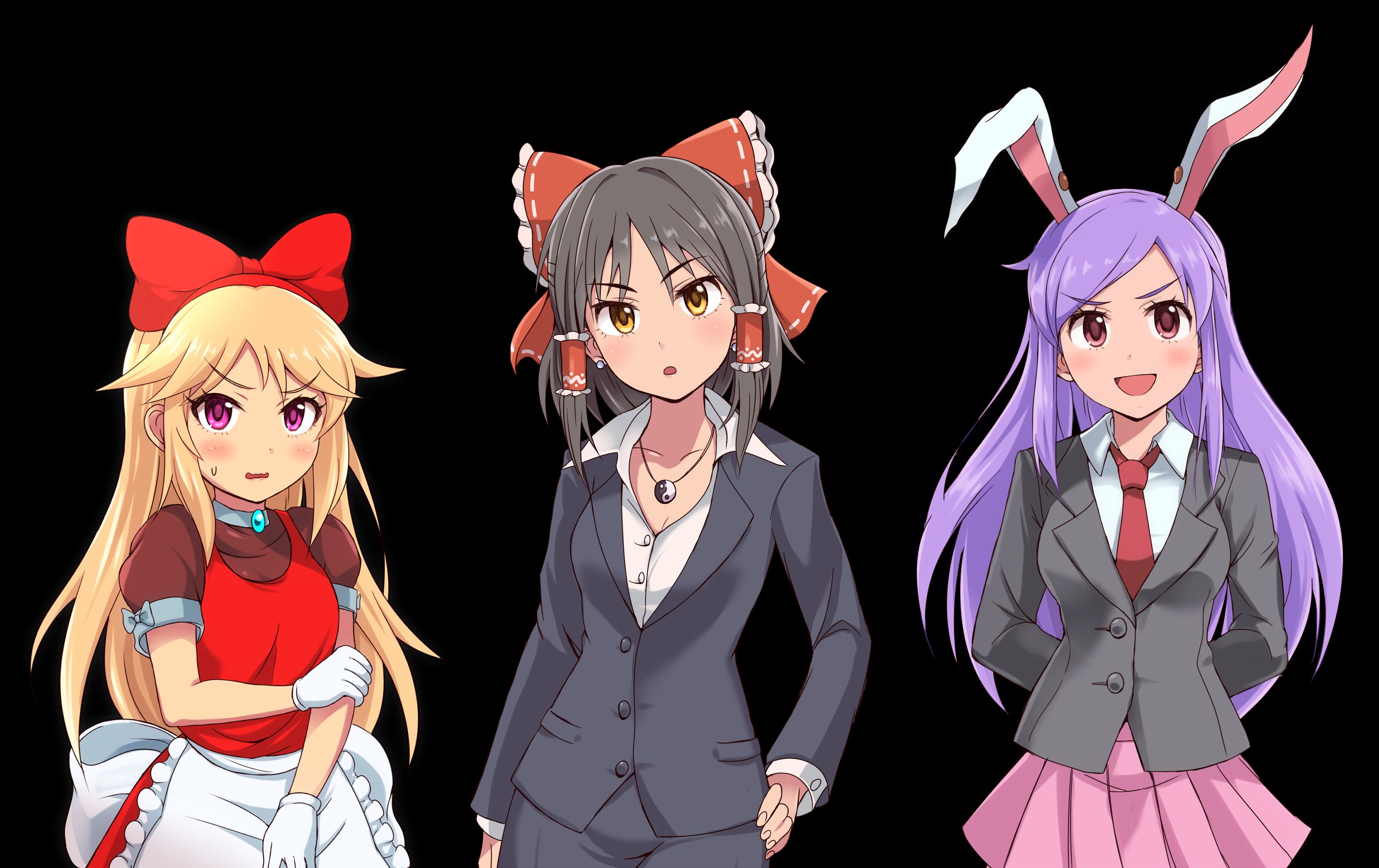 Free download wallpaper Anime, Touhou, Reimu Hakurei, Reisen Udongein Inaba, Shanghai Doll on your PC desktop