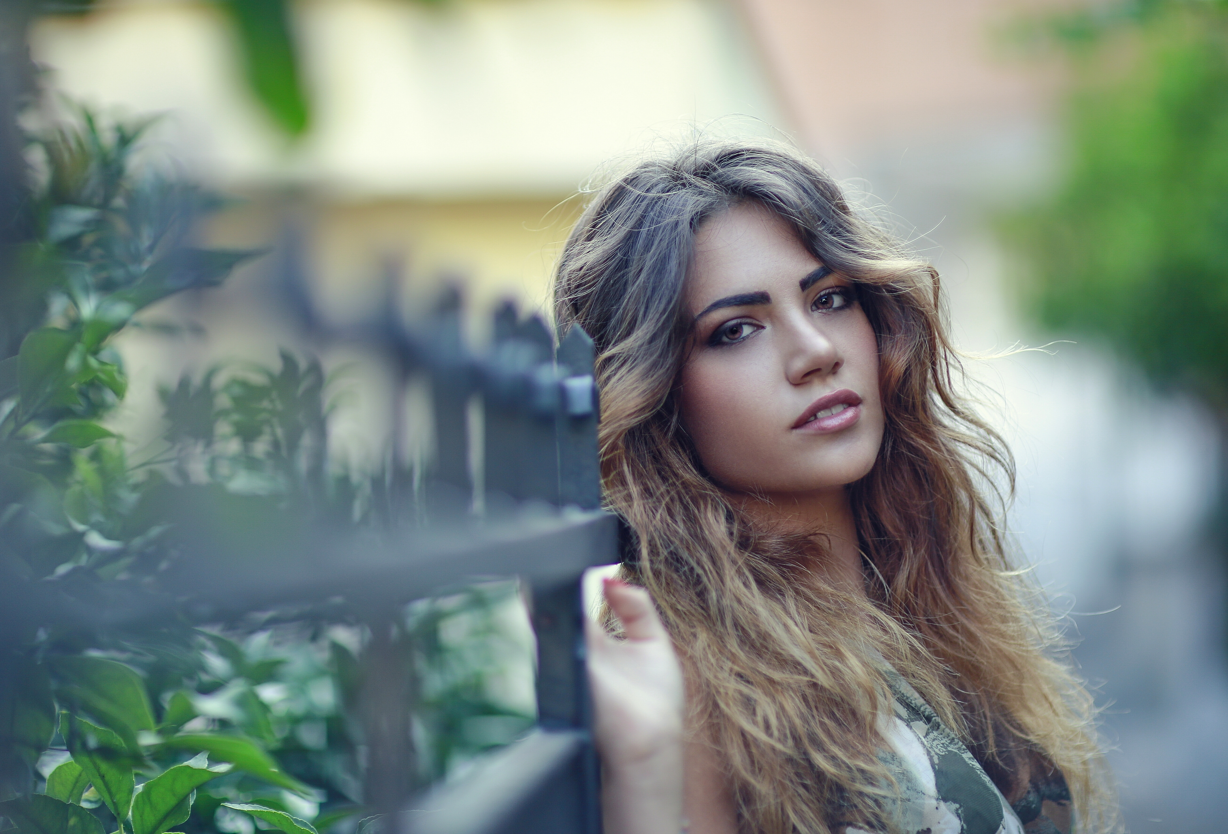 Download mobile wallpaper Fence, Portrait, Hair, Mood, Face, Model, Women, Clara Alonso for free.