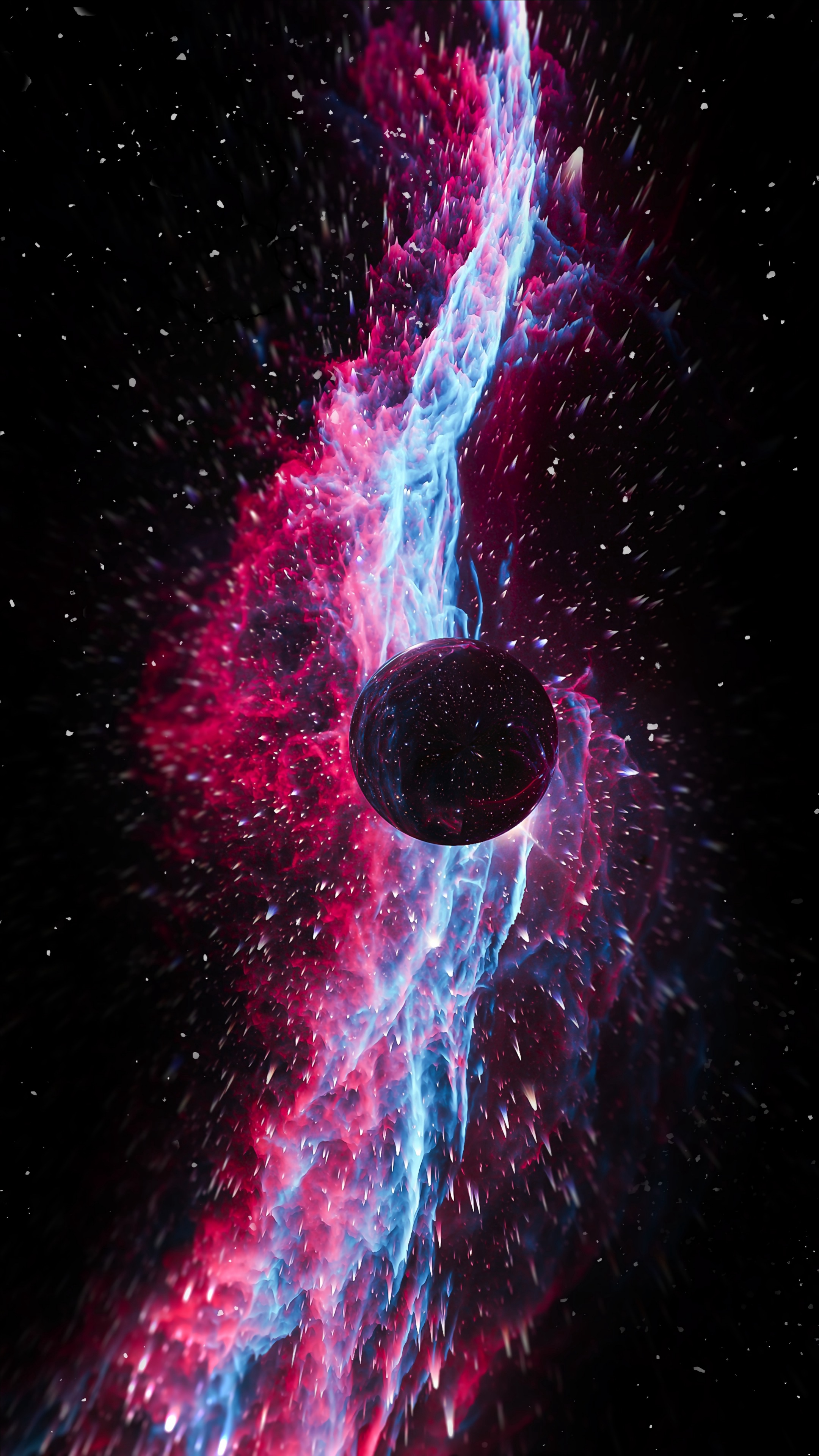 3d, cosmic explosion, ball, space explosion, bright, flight HD wallpaper