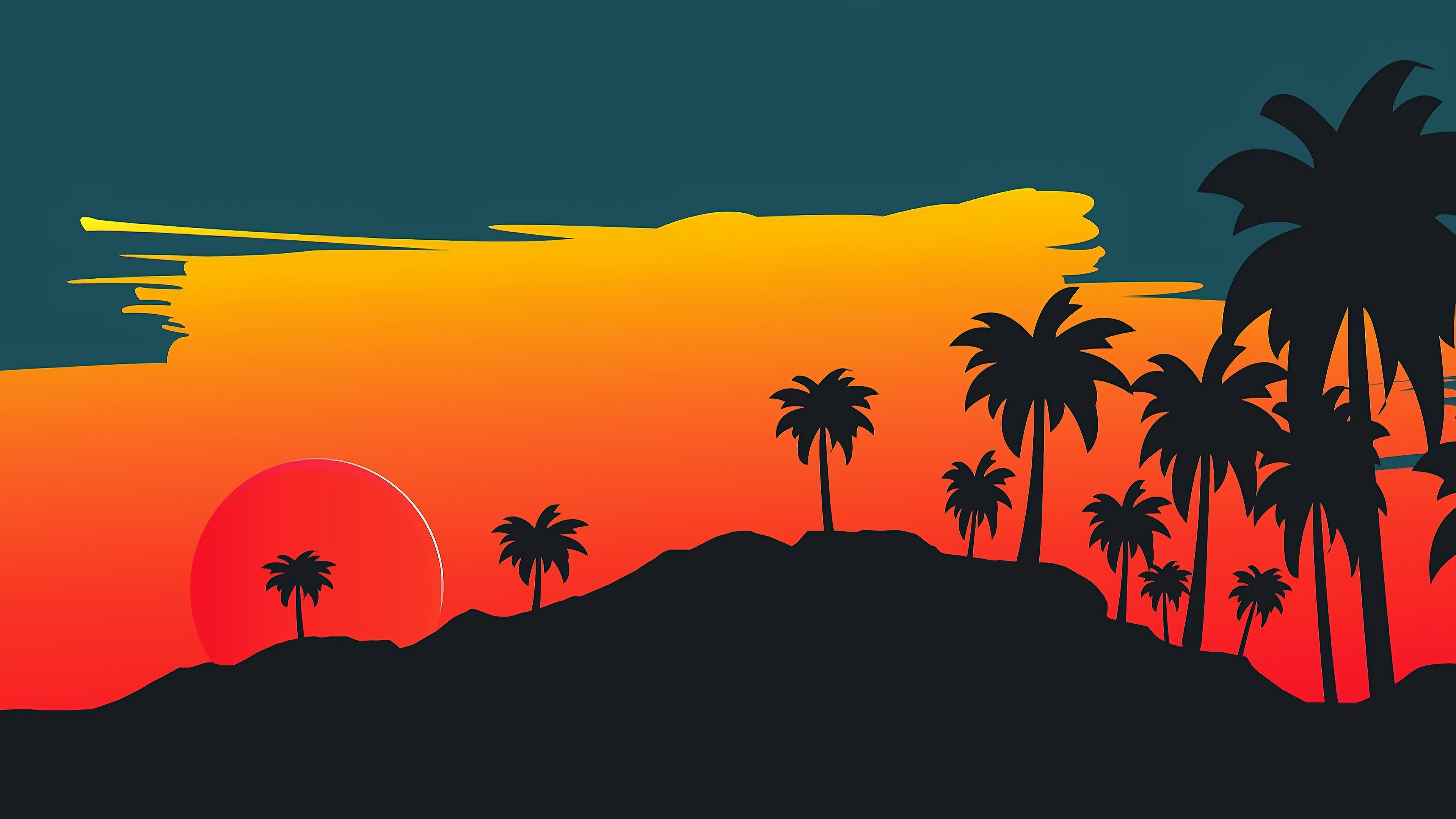 Download mobile wallpaper Sunset, Artistic, Palm Tree for free.