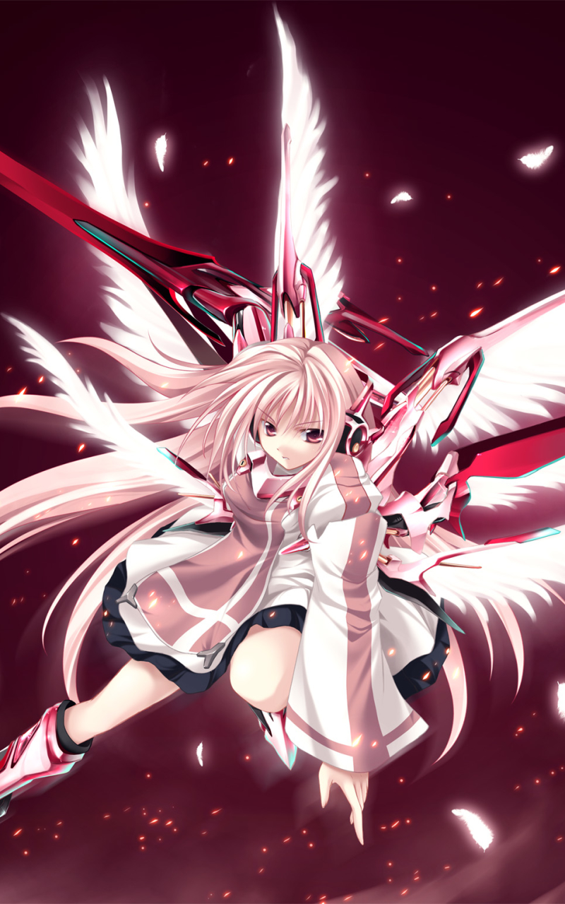 Download mobile wallpaper Anime, Wings, Angel, Sword, White Hair for free.