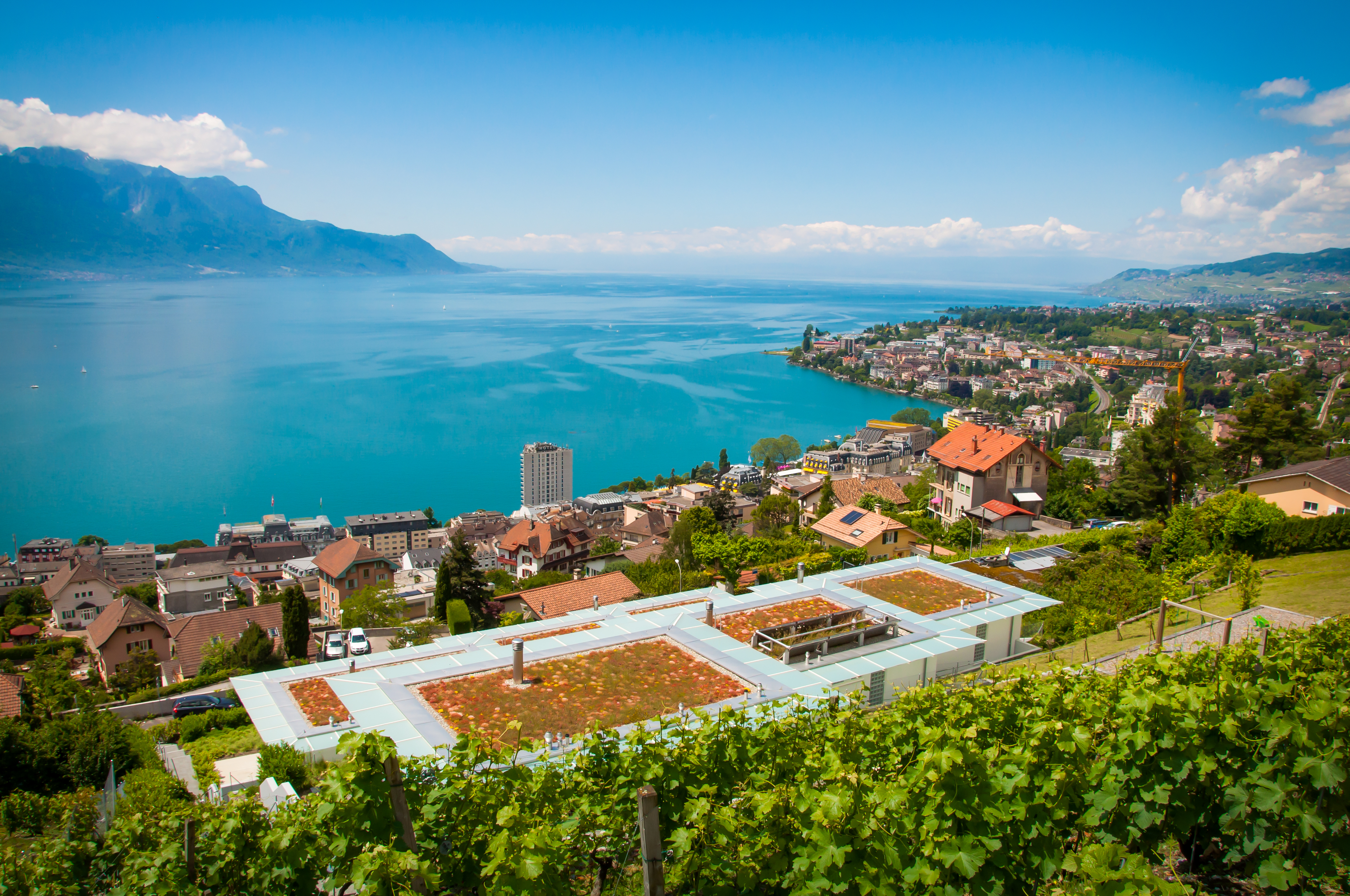 Download mobile wallpaper Landscape, Lakes, City, Mountain, Lake, Ocean, Switzerland, Photography, Town, Montreux for free.