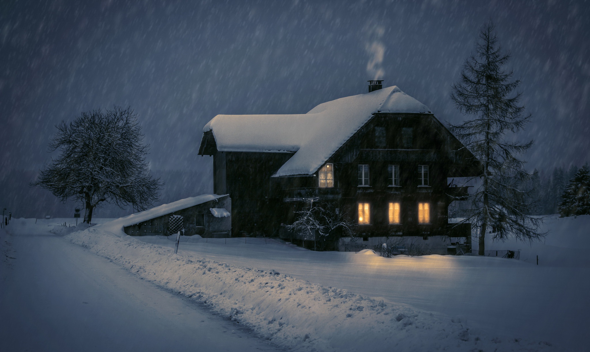Free download wallpaper Winter, Snow, House, Man Made on your PC desktop