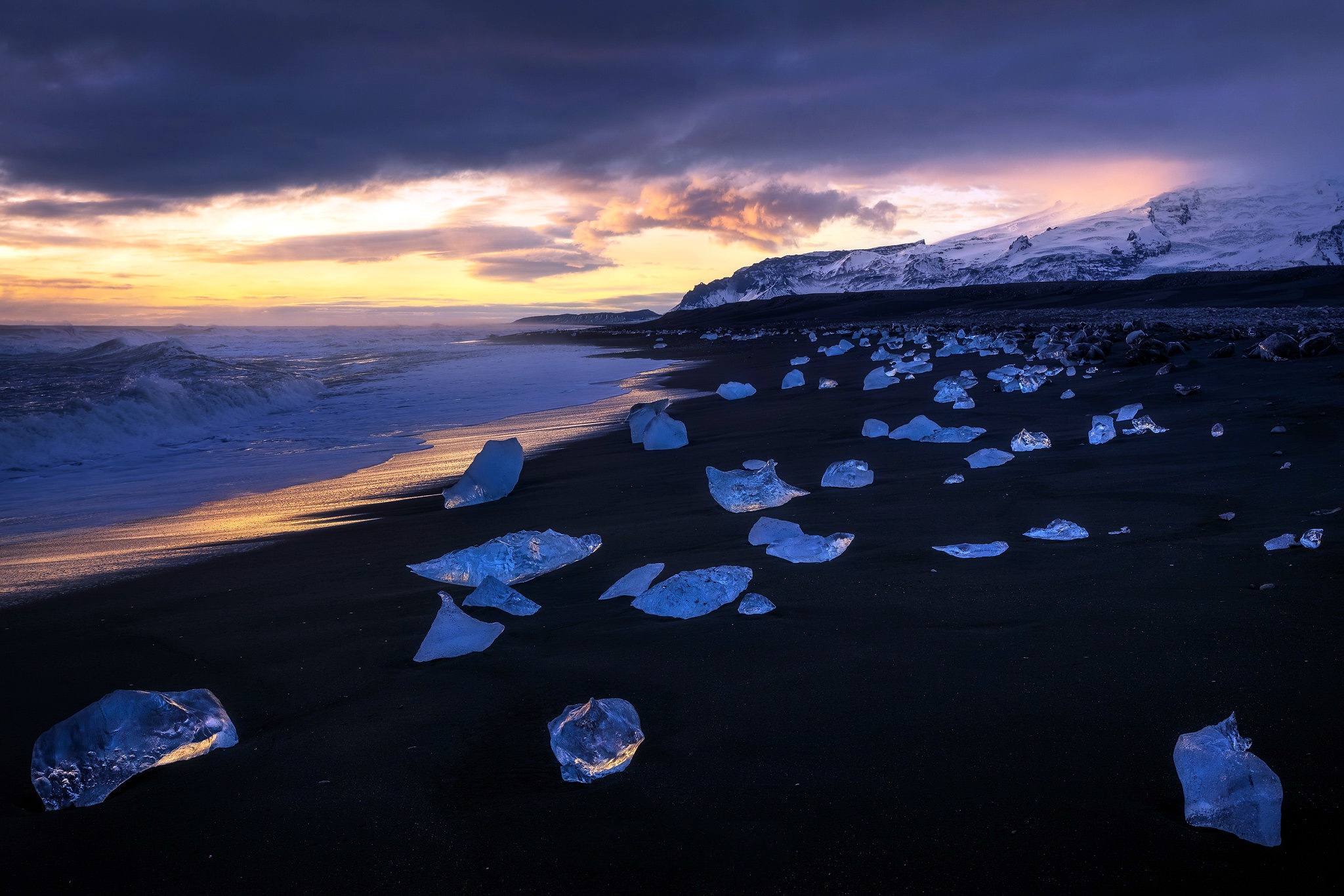 Скачать обои бесплатно Зима, Пляж, Исландия, Лёд, Земля/природа картинка на рабочий стол ПК