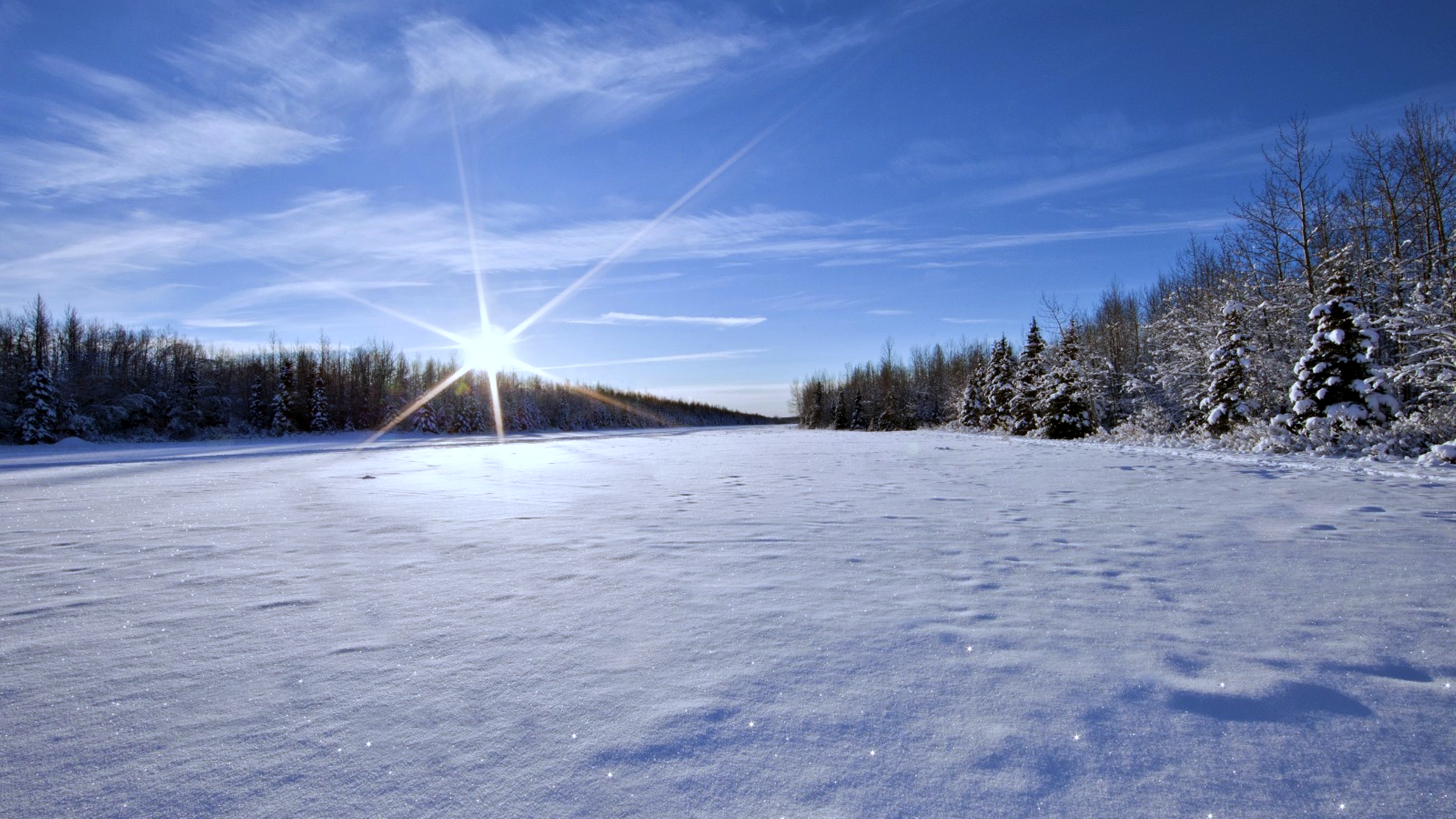 Скачать картинку Зима, Природа, Снег, Белый, Солнечно, Ландшафт, Земля/природа в телефон бесплатно.