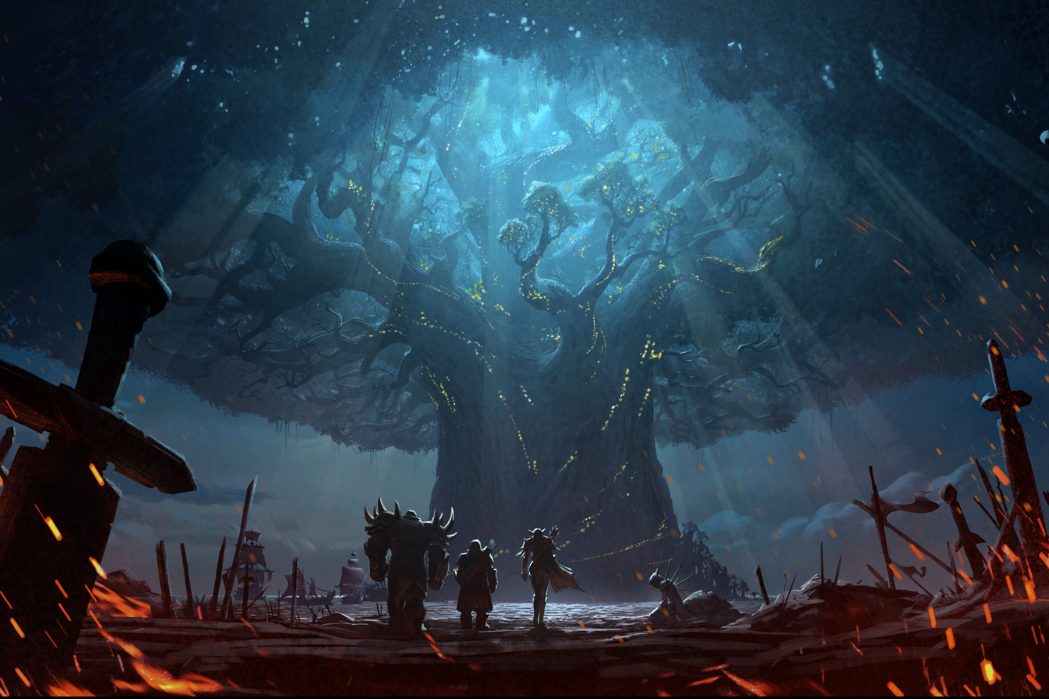 Скачать обои бесплатно Дерево, Воин, Видеоигры, Мир Warcraft, Мир Warcraft: Битва За Азерот картинка на рабочий стол ПК