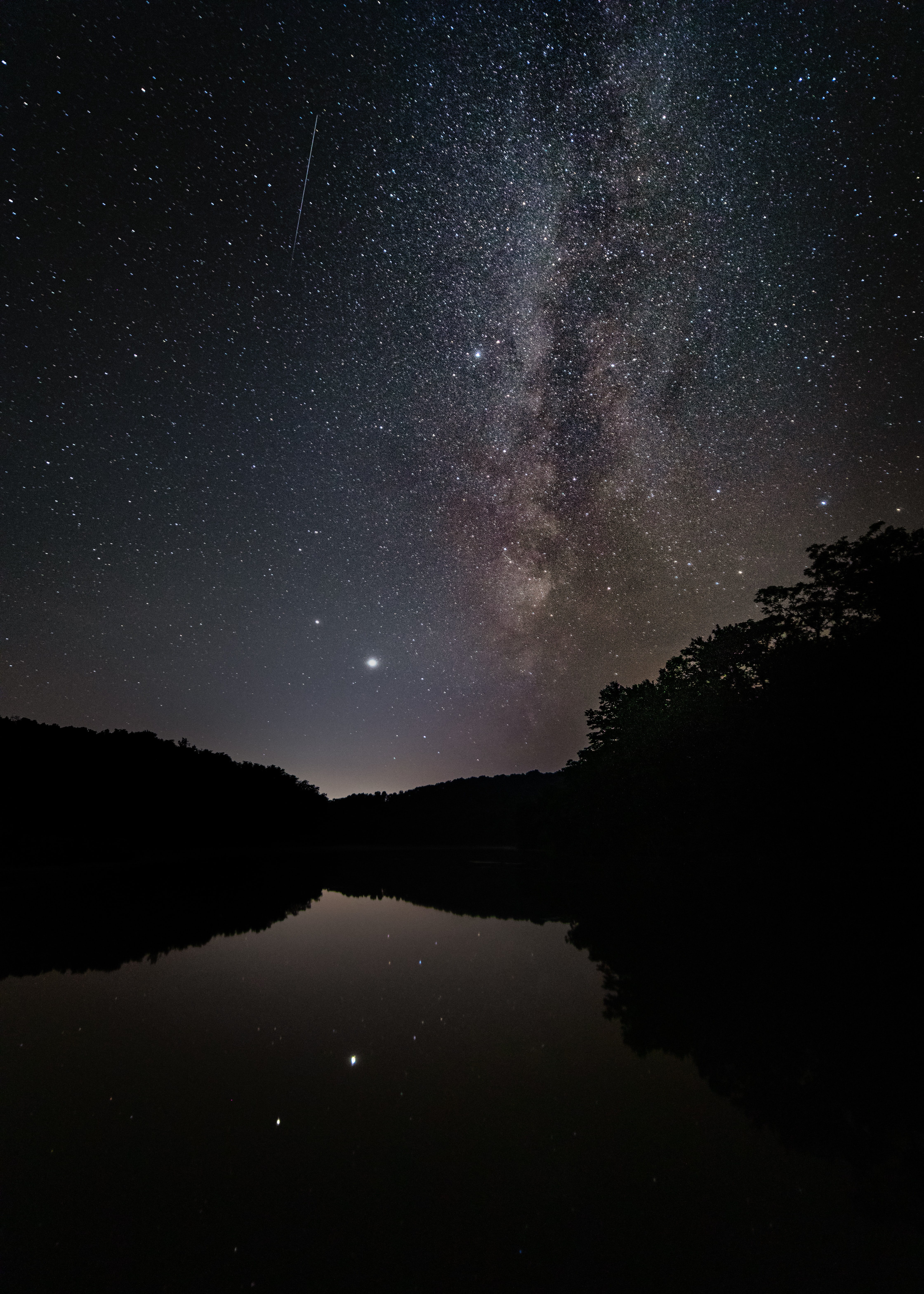 Download mobile wallpaper Stars, Reflection, Starry Sky, Nature, Lake, Nebula for free.