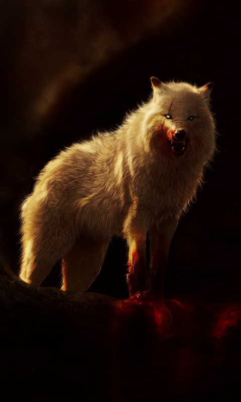 Descarga gratuita de fondo de pantalla para móvil de Fantasía, Sangre, Oscuro, Lobo, Animales De Fantasía.