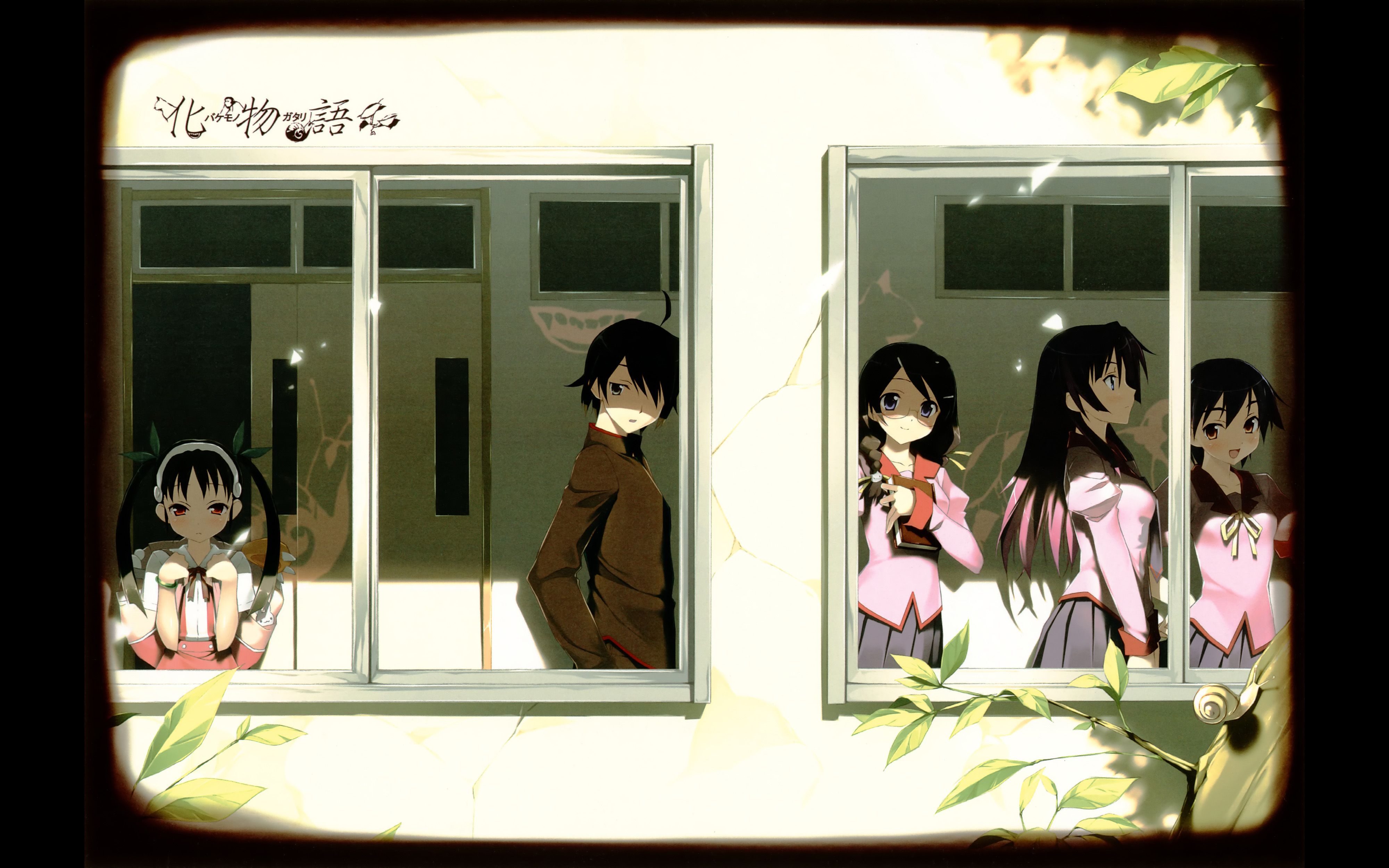 Download mobile wallpaper Anime, Black Hair, Monogatari (Series), Hitagi Senjōgahara, Mayoi Hachikuji, Suruga Kanbaru, Tsubasa Hanekawa, Koyomi Araragi for free.