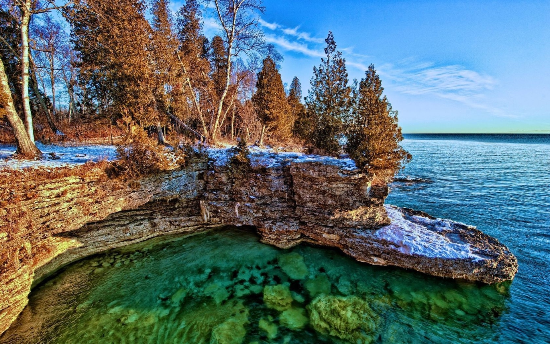 Descarga gratuita de fondo de pantalla para móvil de Lago, Costa, Árbol, Lago Michigan, Tierra/naturaleza.
