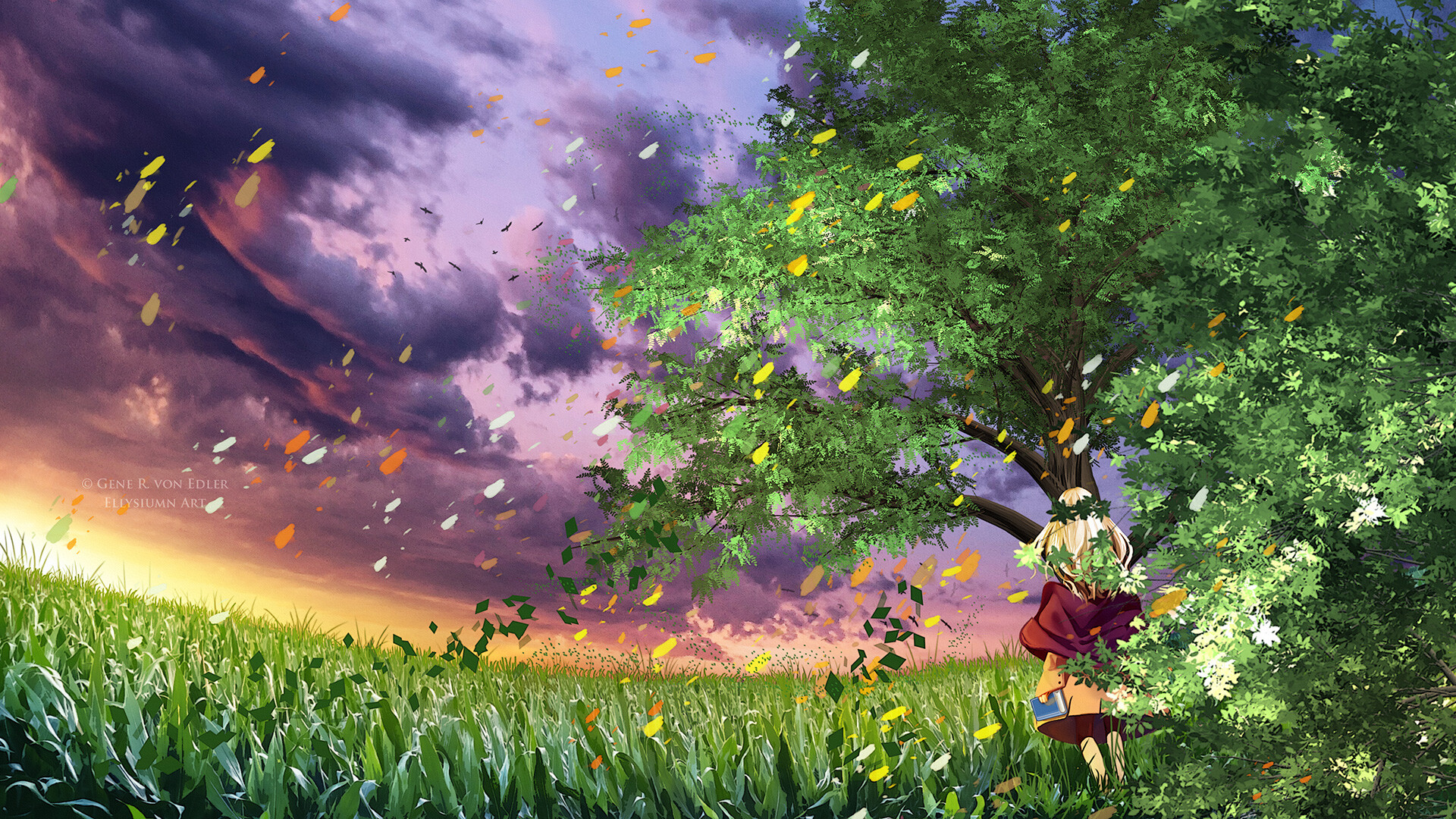Free download wallpaper Anime, Sky, Tree on your PC desktop