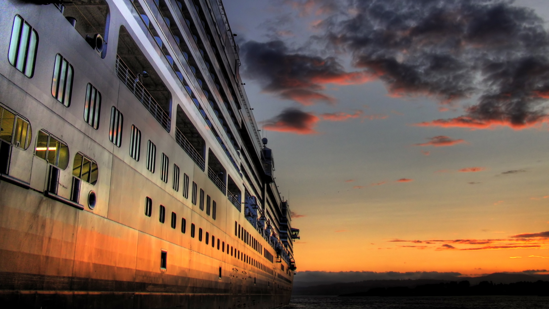 cruise ship, vehicles, cloud, cruise, ship, sky, sunset, cruise ships