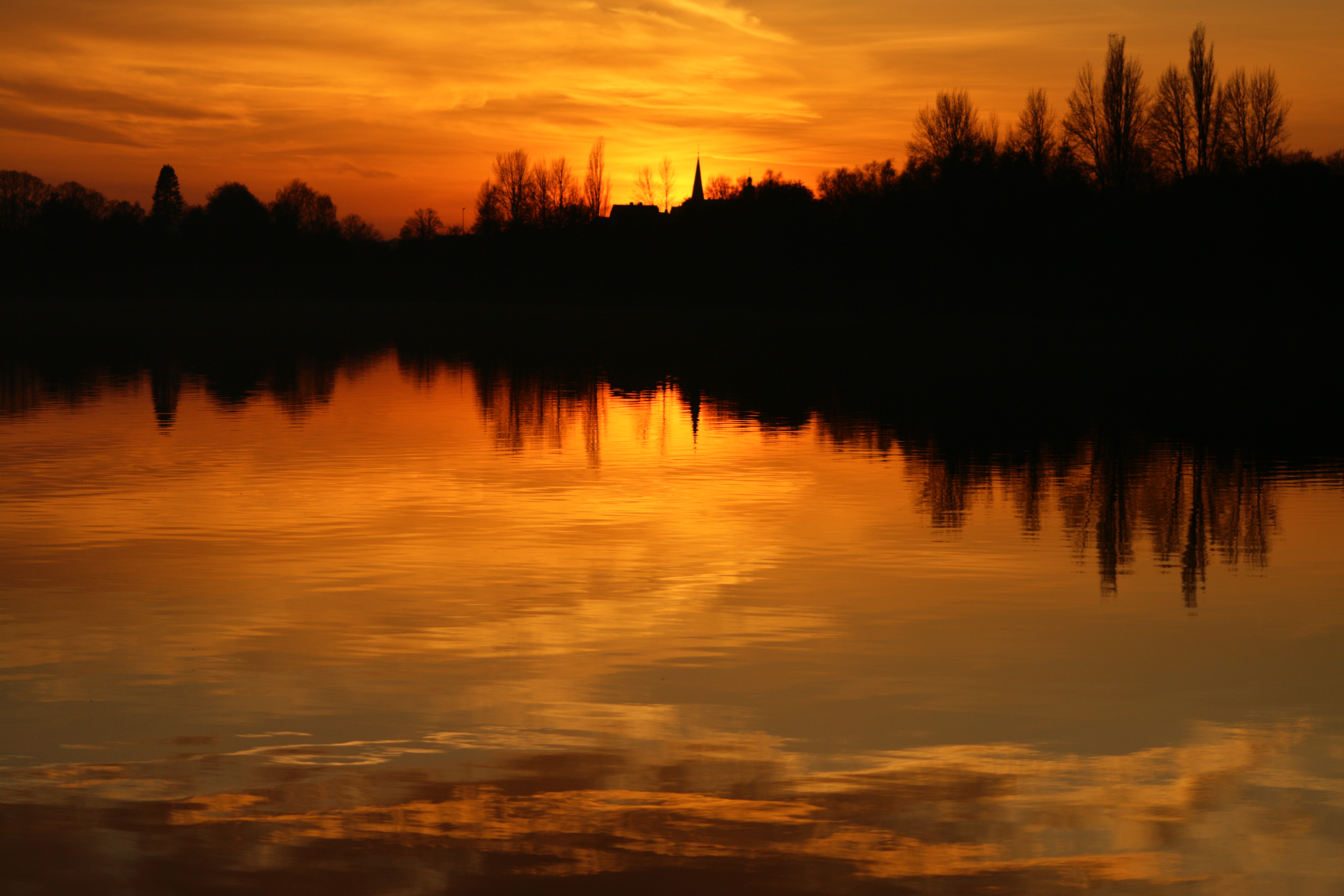 Laden Sie das Natur, Sunset, Horizont, Wasser, Bäume-Bild kostenlos auf Ihren PC-Desktop herunter