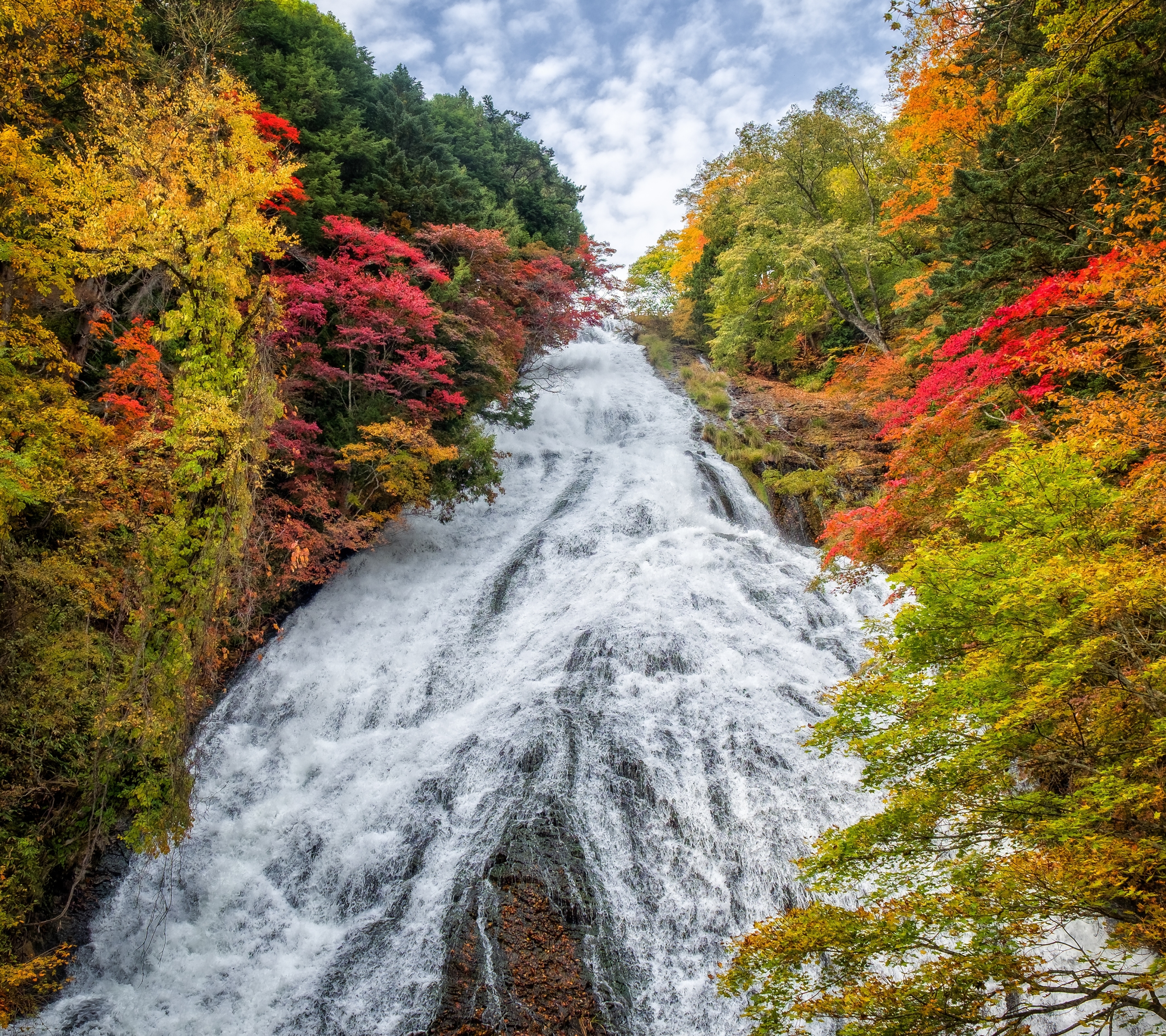 Handy-Wallpaper Natur, Herbst, Wasserfälle, Wasserfall, Baum, Japan, Erde/natur kostenlos herunterladen.