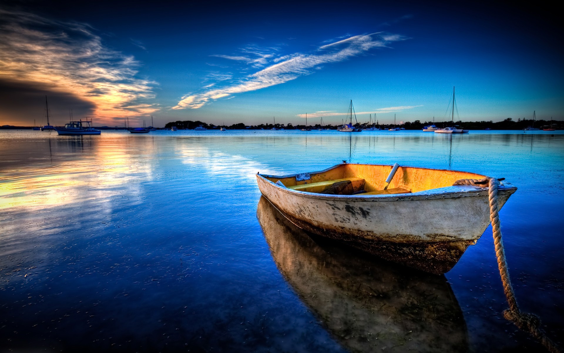 blue, water, boat, vehicles, sky