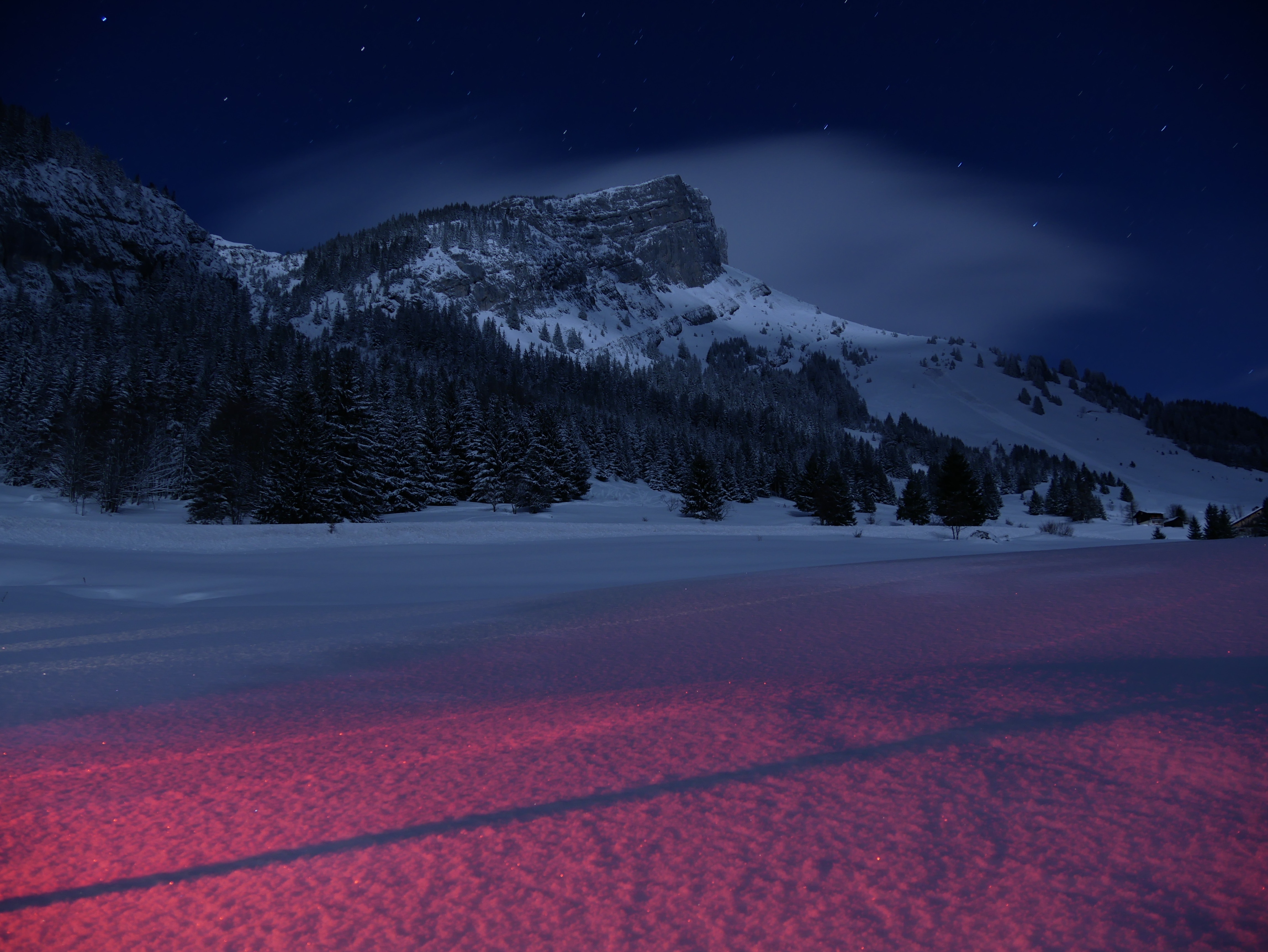 night, snow, nature, france, winter, landscape, mountains wallpaper for mobile