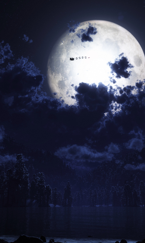 Download mobile wallpaper Moon, Christmas, Holiday for free.