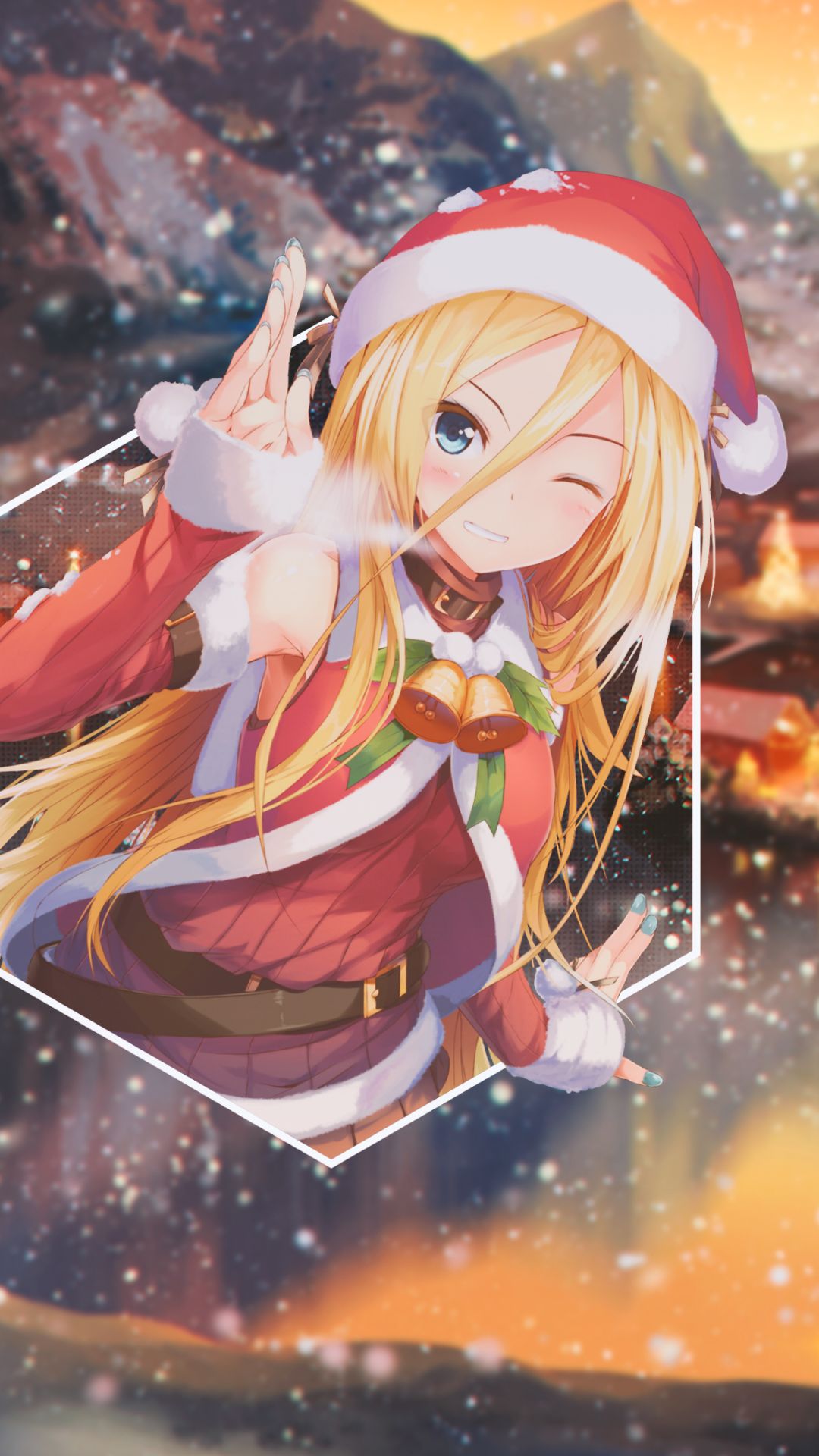 Download mobile wallpaper Anime, Christmas, Santa Hat for free.