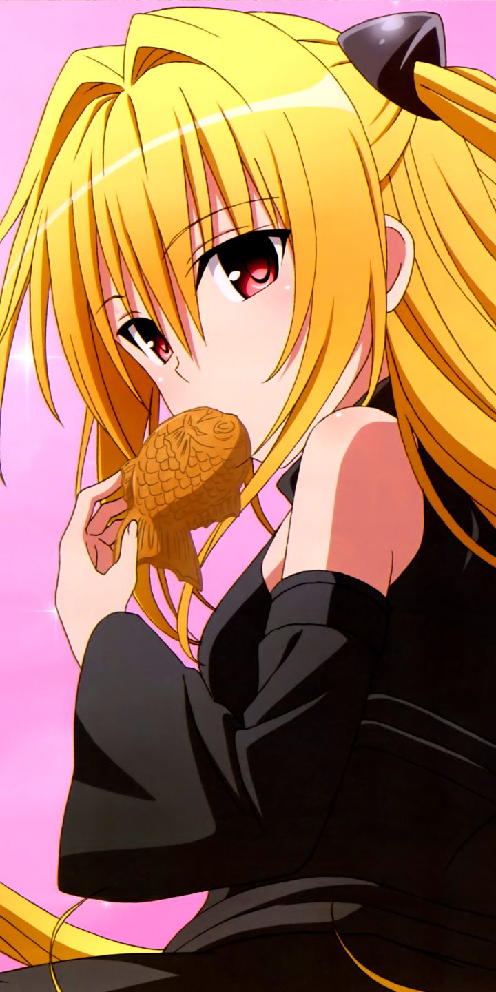 Download mobile wallpaper Anime, Food, Blonde, Red Eyes, Long Hair, Golden Darkness, To Love Ru for free.
